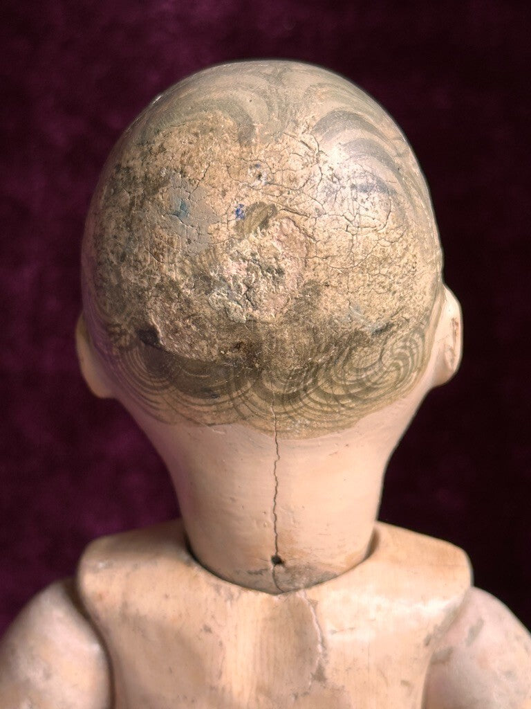 Antique French 11.5" Tout en Bois Wood Doll – Motschmann Type Body