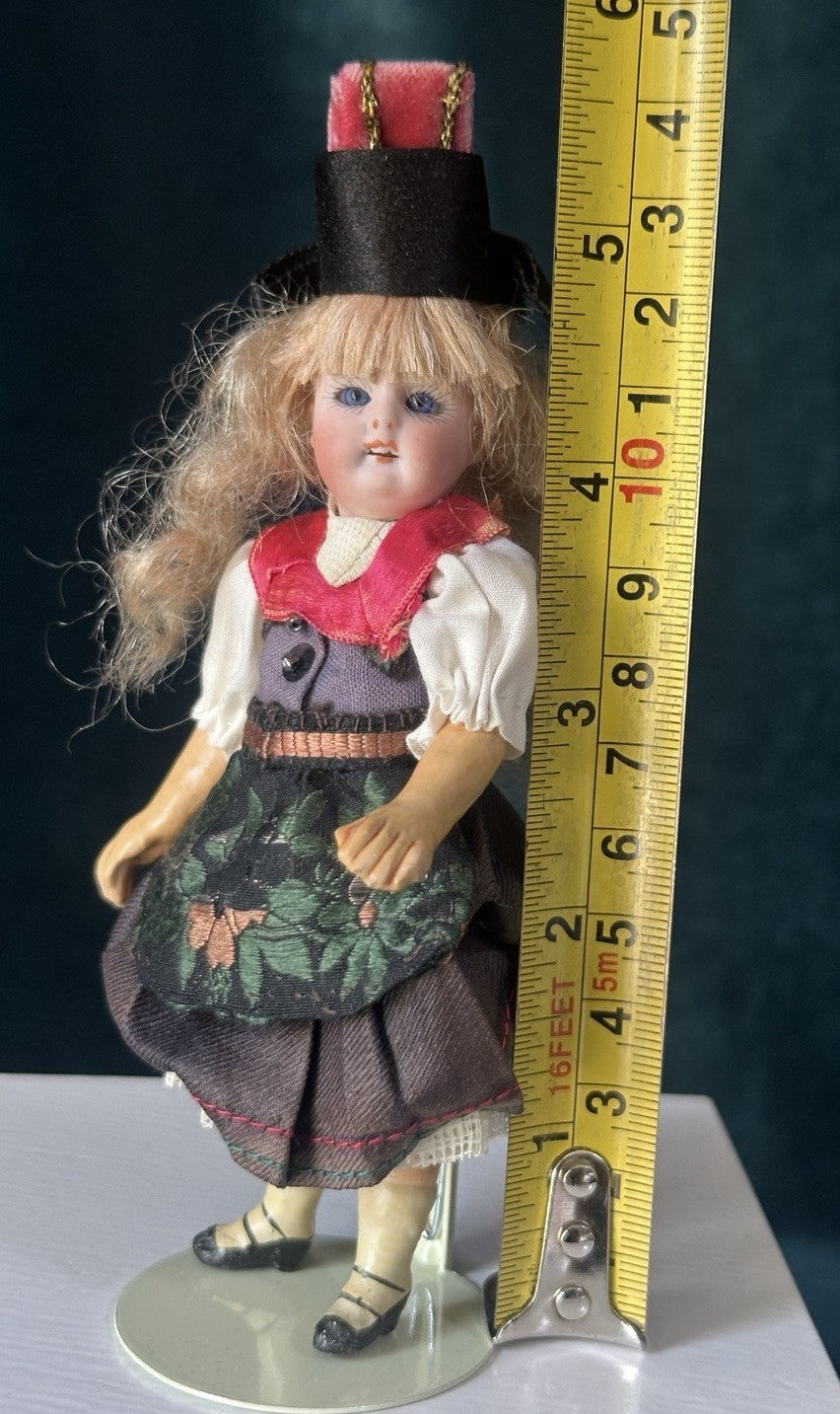 Antique German 4 3/4” Mignonette Doll Bisque Head Composition Body