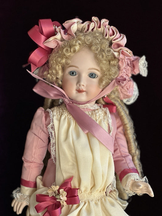 Vintage 17” Porcelain Compo Reproduction of Antique French Jumeau Triste Doll