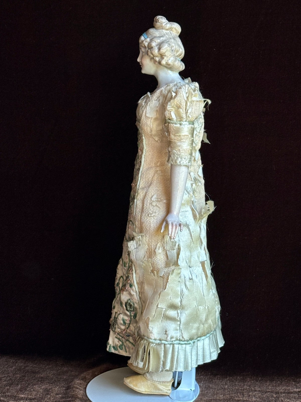 Antique German 14.5” Kister Madame Vignee-LeBrun Porcelain China Head Doll