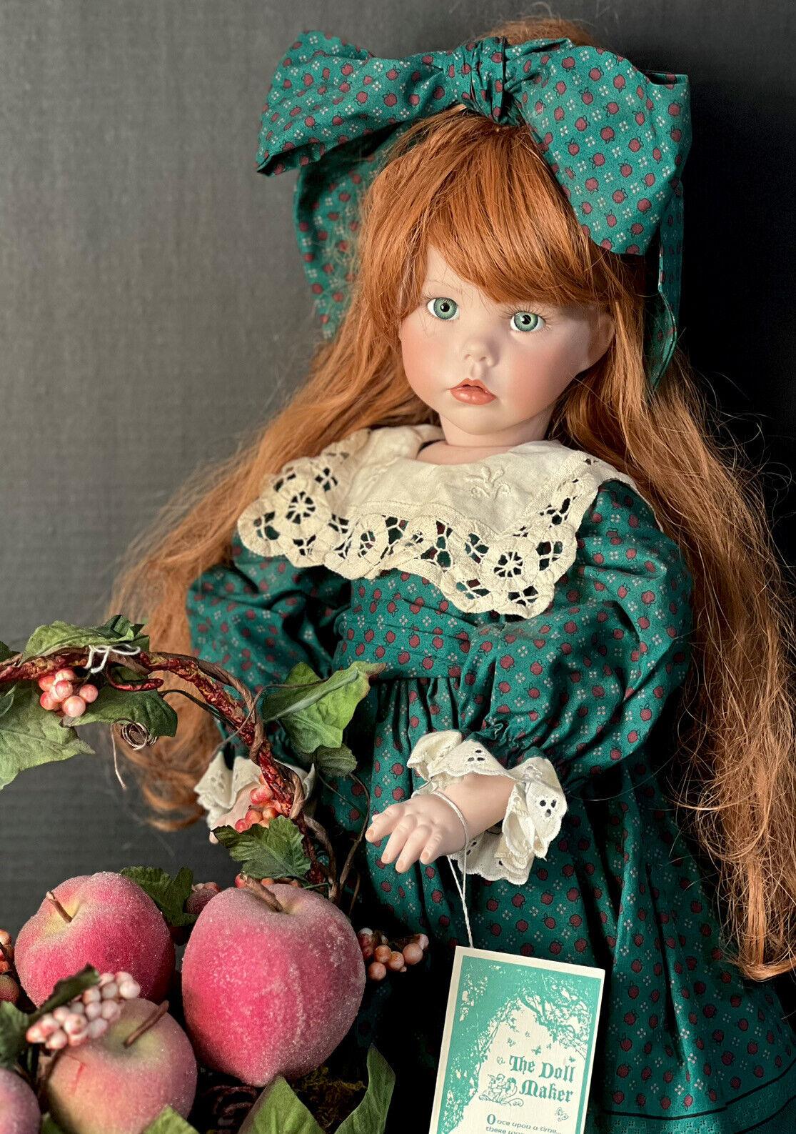 Collectible Porcelain 24” Doll “Candy Apple” Linda Rick Doll Maker Box/tag
