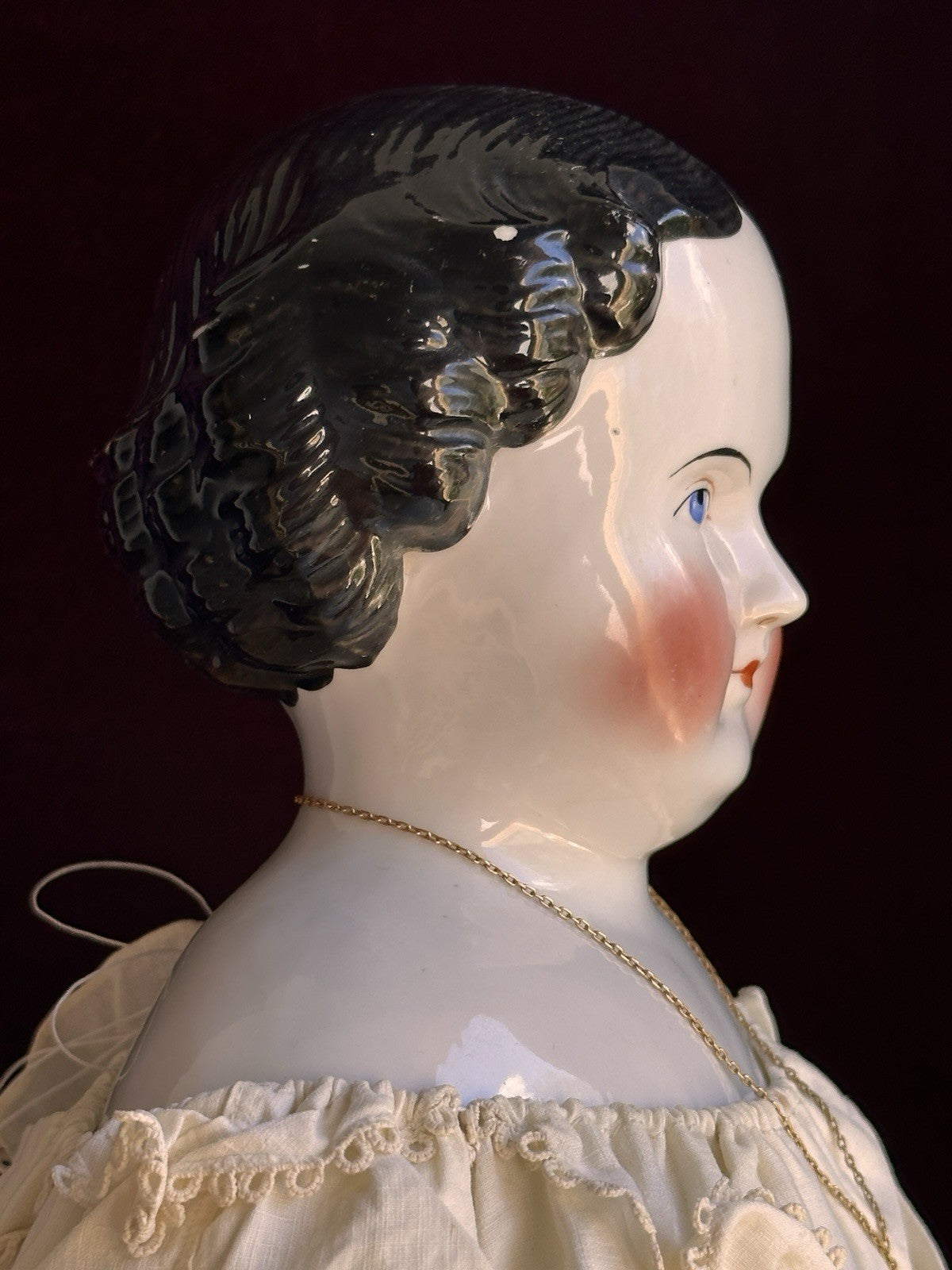 Antique German 23” Flat Top Highbrow China Shoulder Head Doll