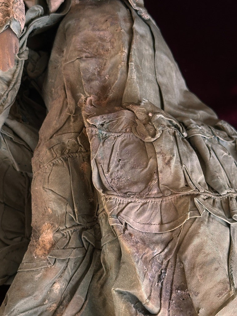 Antique German 18.75” Wax Over Papier Mache Milliner’s Model Molded Bonnet Doll