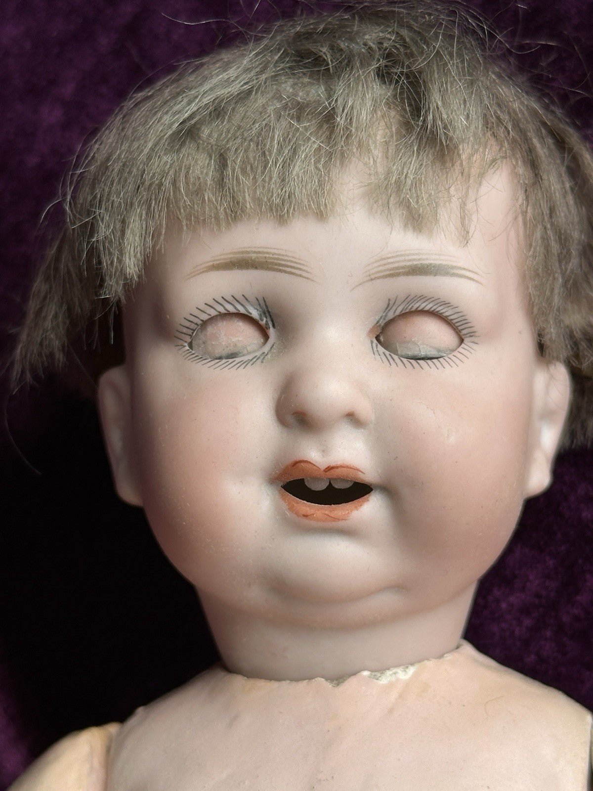 Antique German 11” Armand Marseille 980 Bisque Head Character Baby Doll
