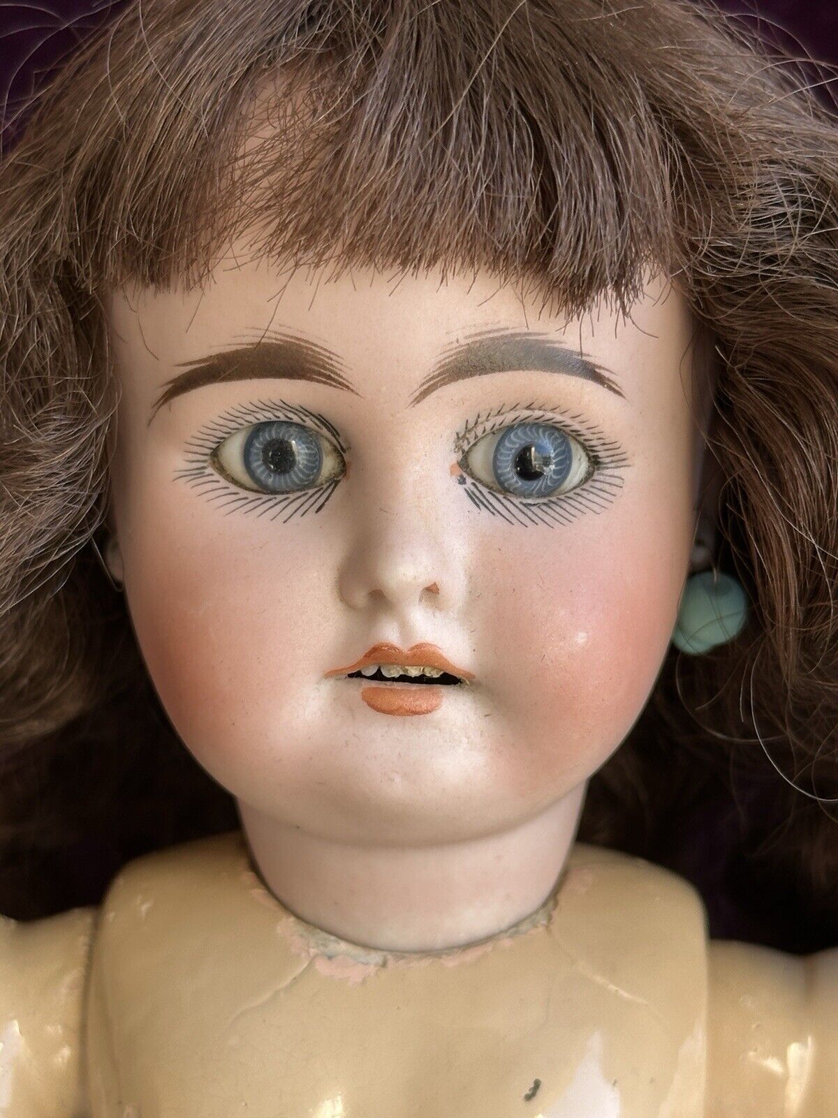 Antique German 13” Gebruder Kuhnlenz 44-24 Dep Bisque Head Doll