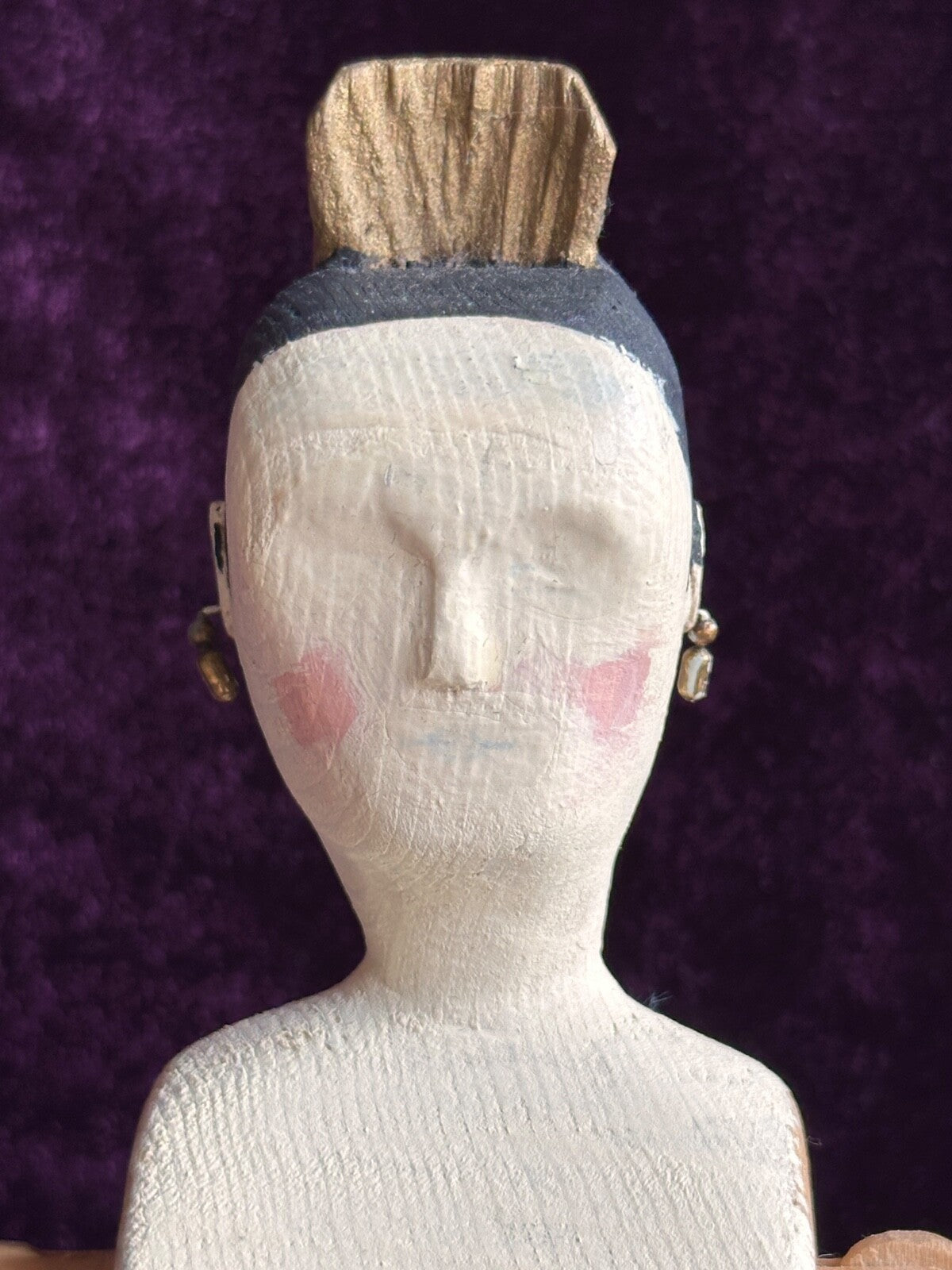 Vintage 13" Reproduction of Antique Grodnertal Wooden Jointed Tuck Comb Doll