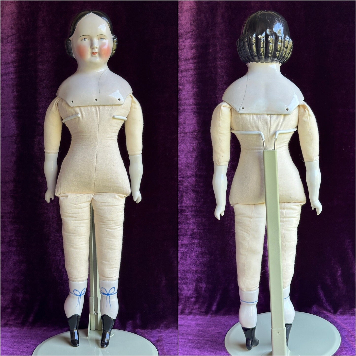 Large Antique German 25” Covered Wagon China Shoulder Head Doll