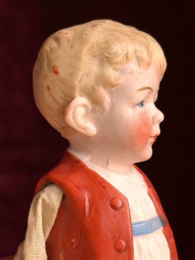 Rare Antique German Hertwig 7.5” Bisque Molded Torso Character Dollhouse Doll