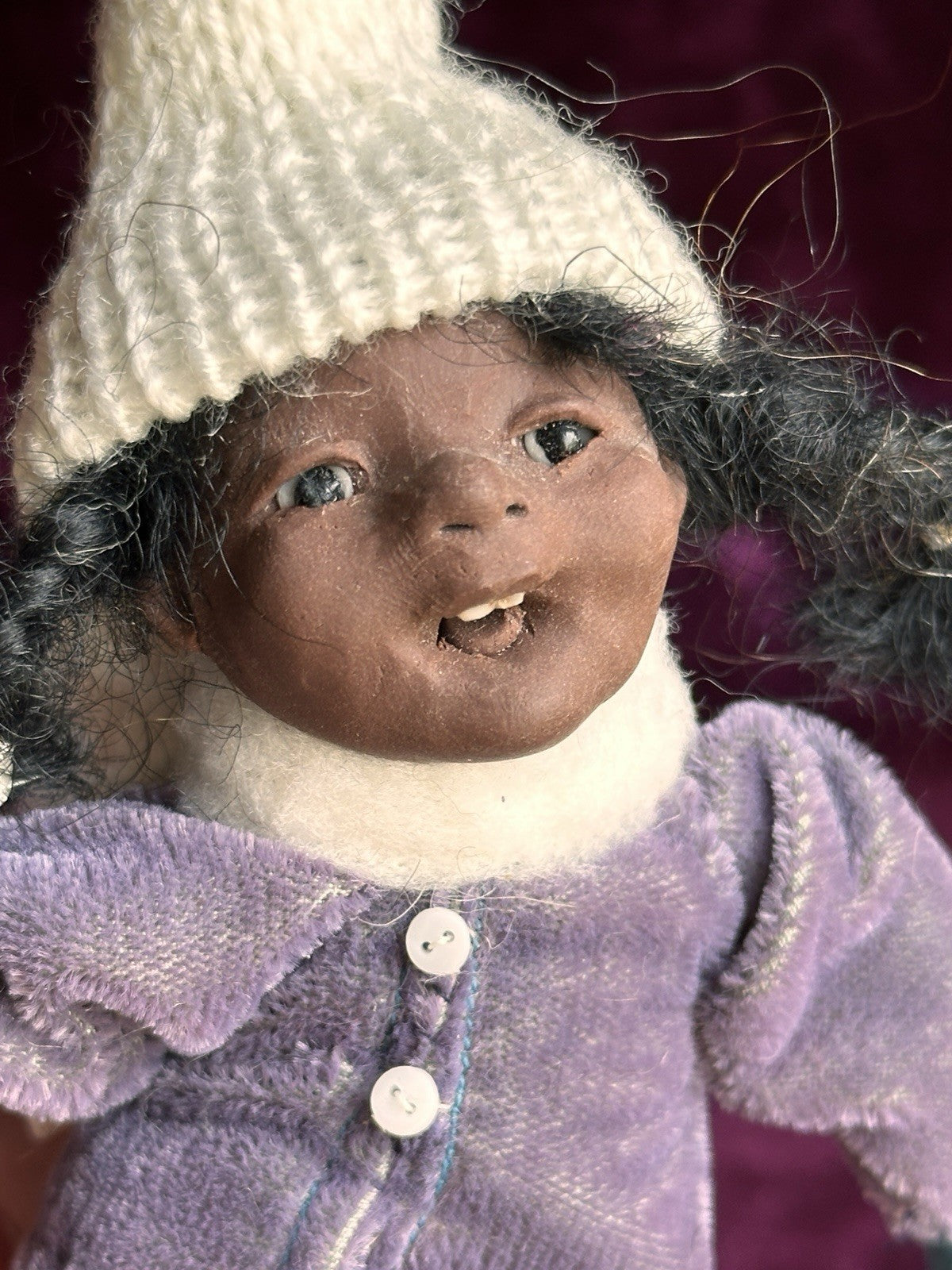 OOAK Miniature Elizabeth Cooper 6” Polymer Clay Cloth African American Girl Doll