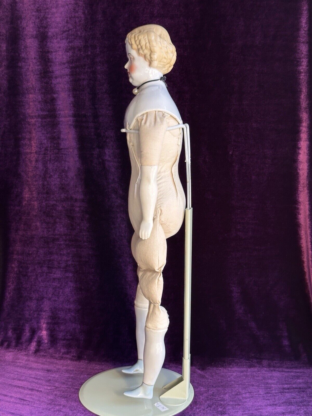 Antique German 11.5” Petite Blonde China Shoulder Head Doll