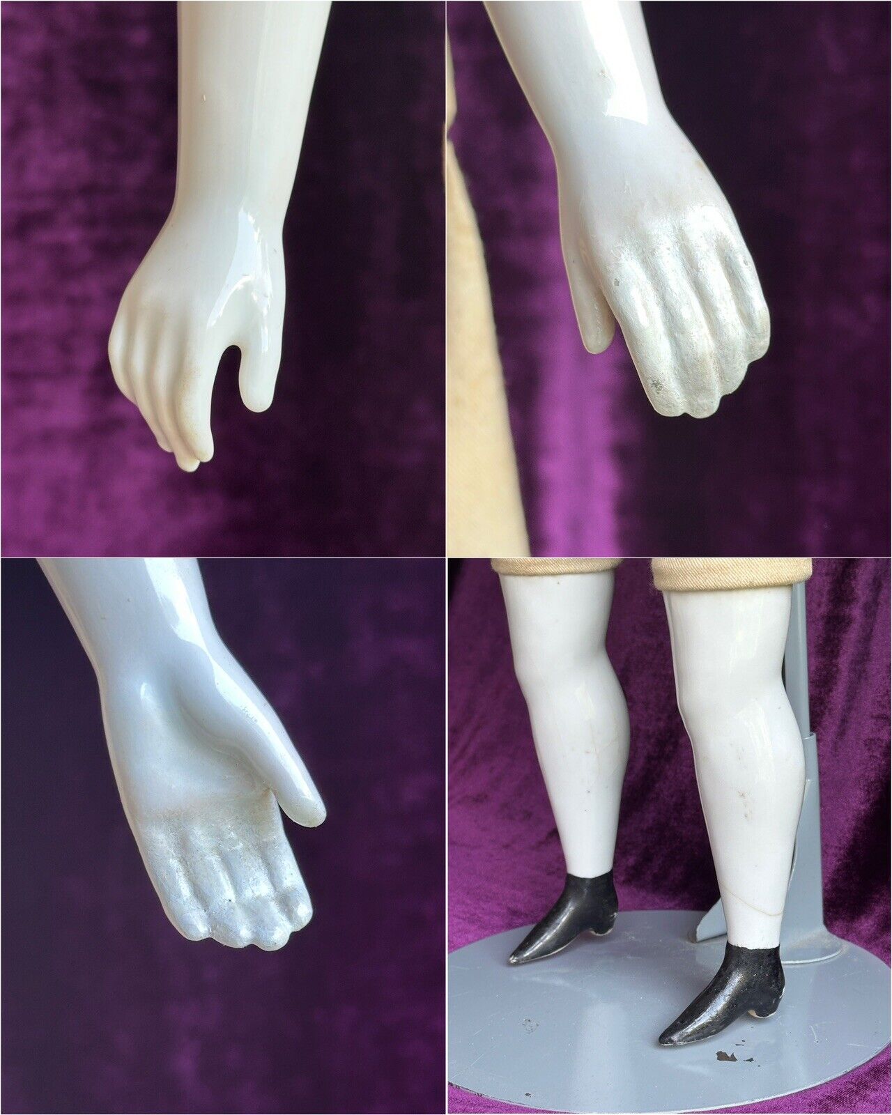 Very Rare Large 25.5” Antique German Brunette China Shoulder Head Doll