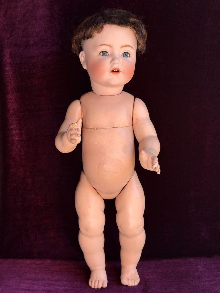 Rare Antique German 24" Bruno Schmidt 1294 Bisque Head Toddler Character Doll