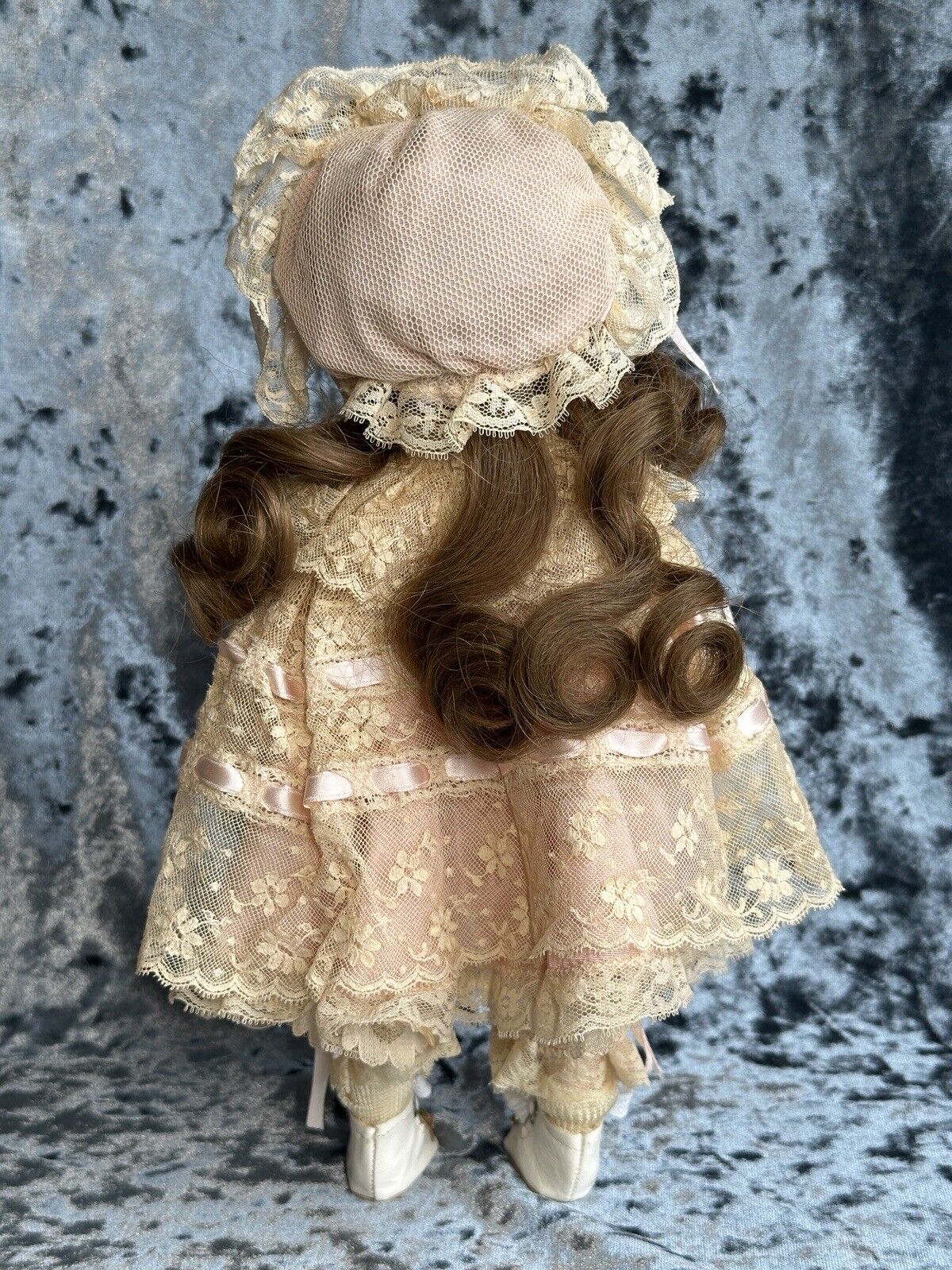 2 Rare Vintage Reproduction of Swaine & Co Porcelain Blue Boy & Pink Girl Dolls