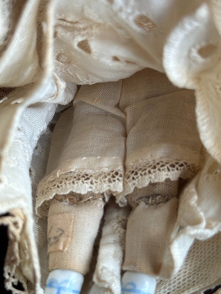 Antique German 5.75” Bisque Cloth Miniature Dollhouse Highbrow China Doll