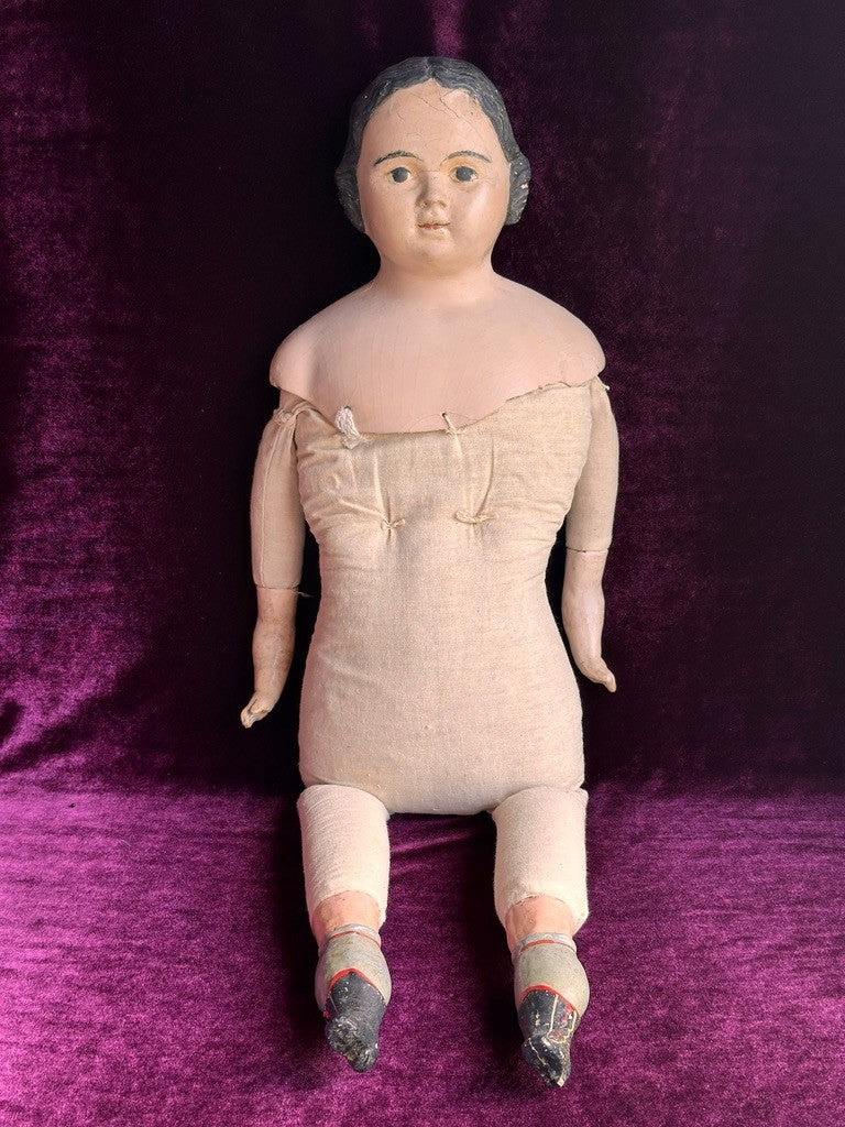 Antique American 26.5” Pre-Greiner Papier Mache Doll