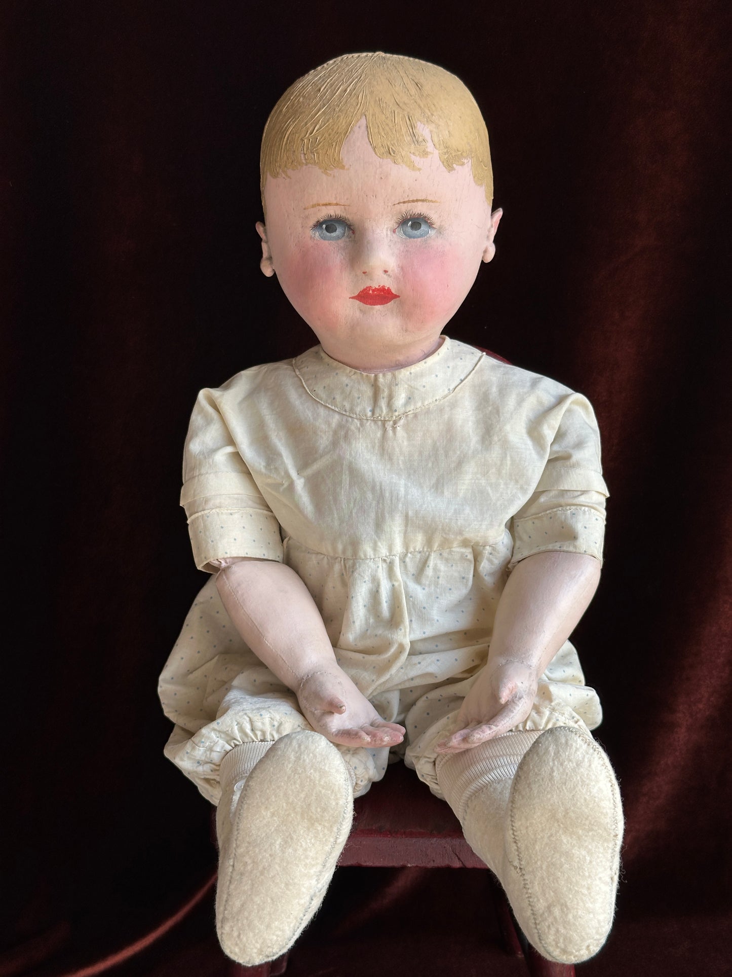 Antique American 23” Martha Chase Oil Painted Baby Doll