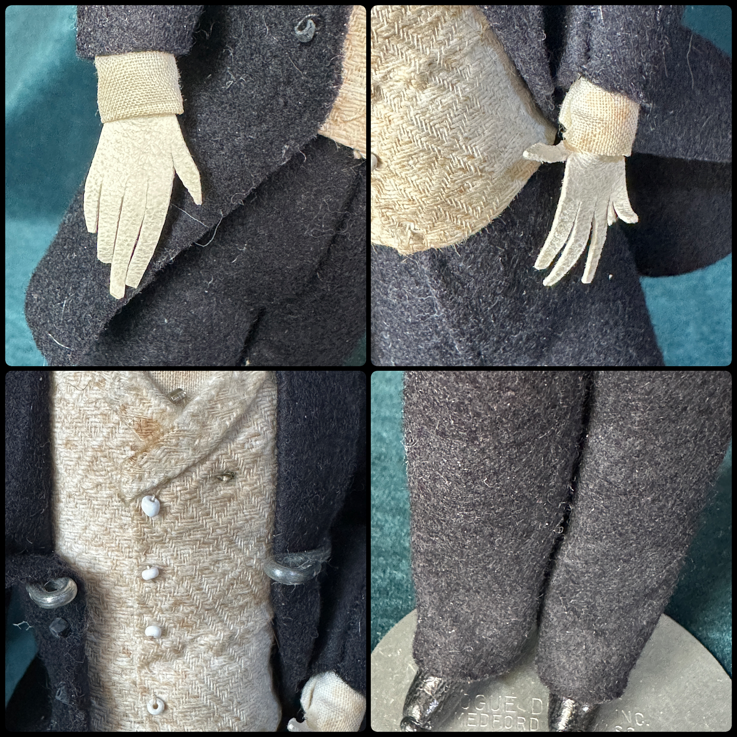 Lot Of 2 Antique 1900’s Early Cloth 10” Bride and Groom Stockinette Dolls