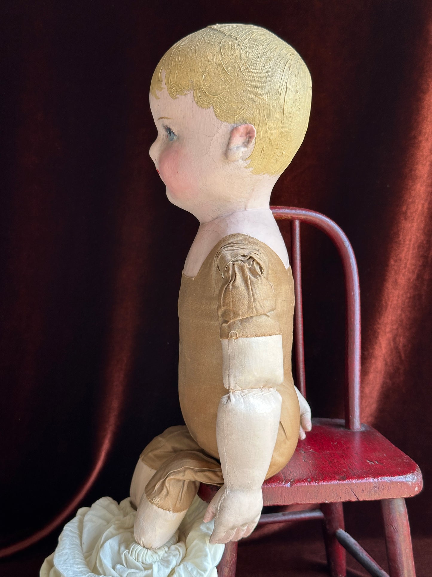 Antique American 23” Martha Chase Oil Painted Baby Doll