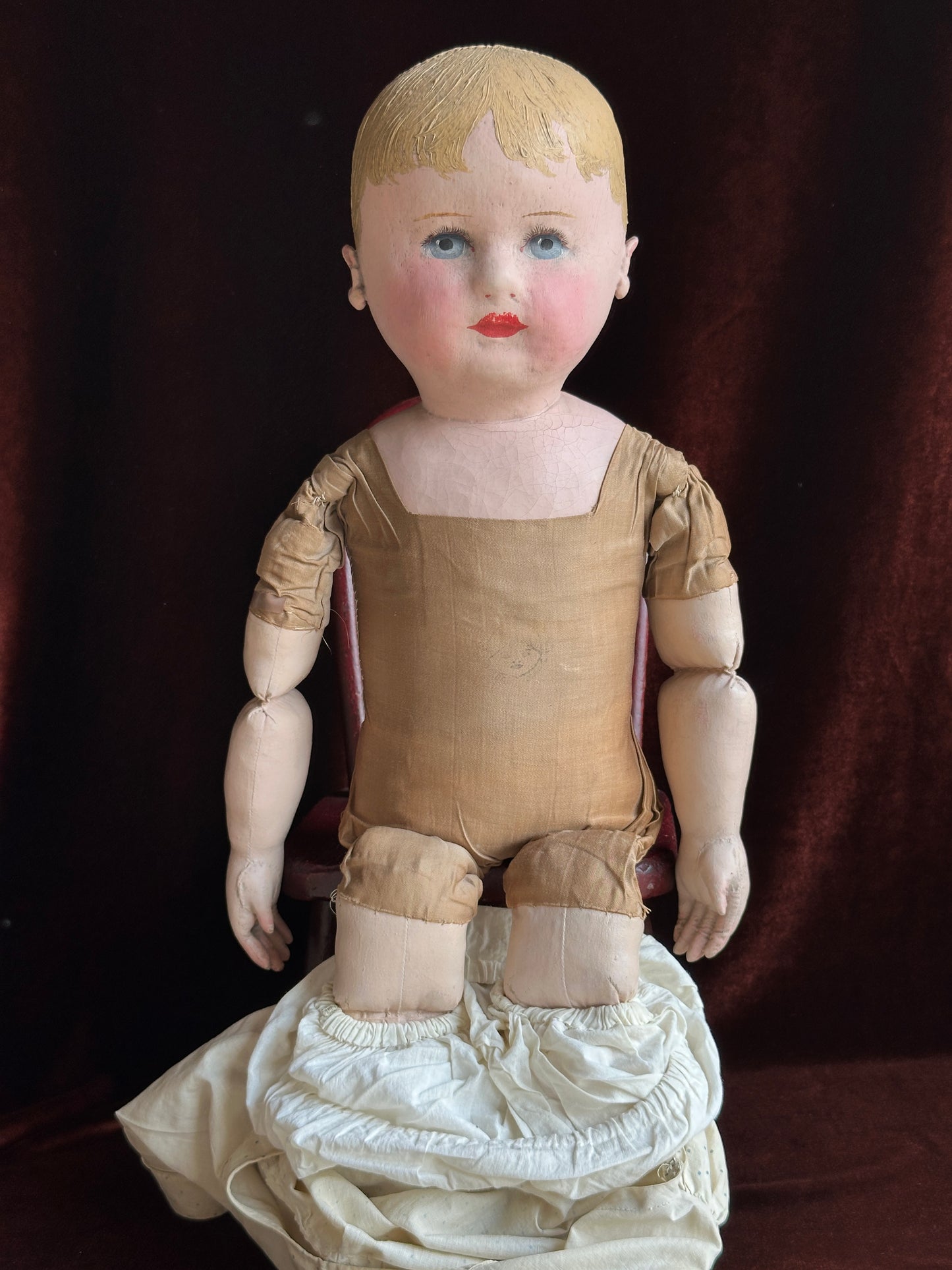 Antique American 23” Martha Chase Oil Painted Baby Doll