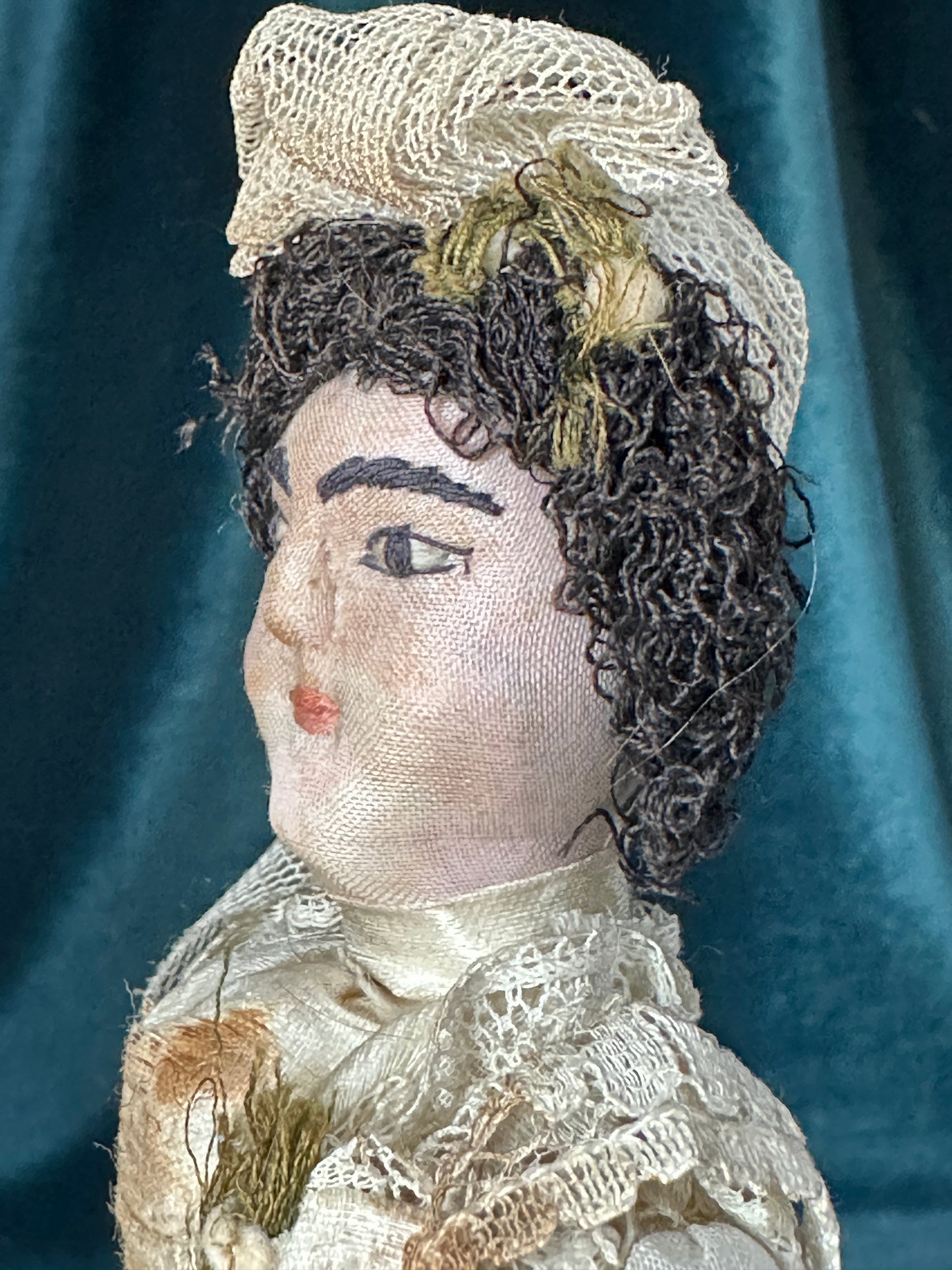 Lot Of 2 Antique 1900’s Early Cloth 10” Bride and Groom Stockinette Dolls