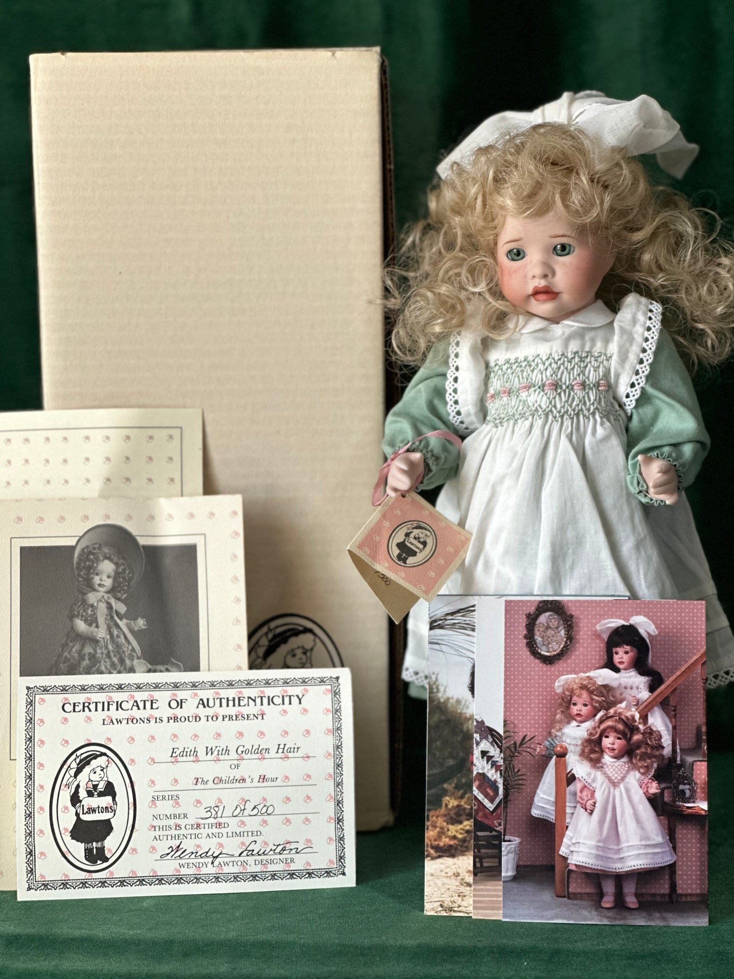 Wendy Lawton “Edith With Golden Hair ” 13” Porcelain Doll Box/Tag/COA LE 381/500