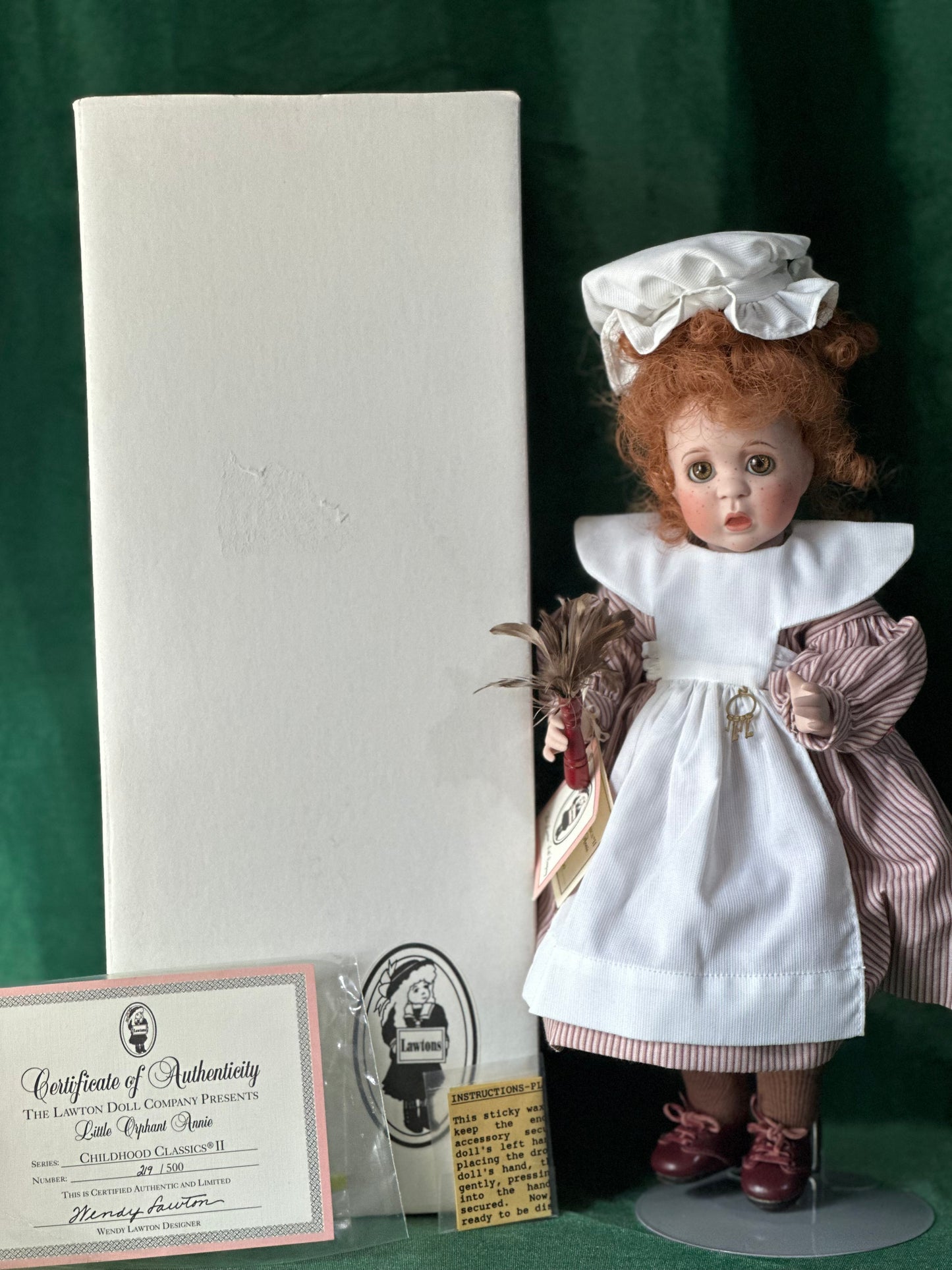 Wendy Lawton “Little Orphant Annie” 13” Porcelain Doll Box/Tag/COA LE 219/500