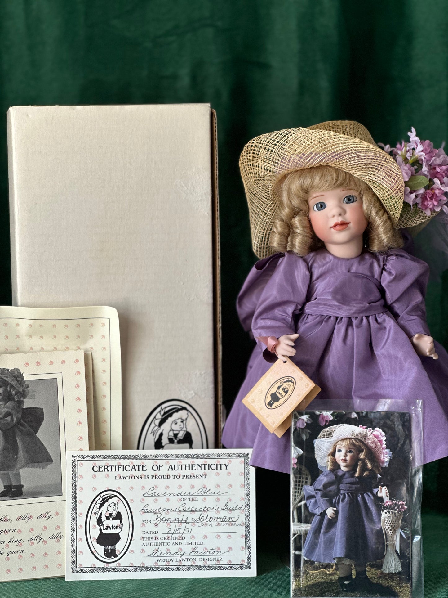 Wendy Lawton “Lavender Blue” 13” Porcelain Doll Box/Tag/COA
