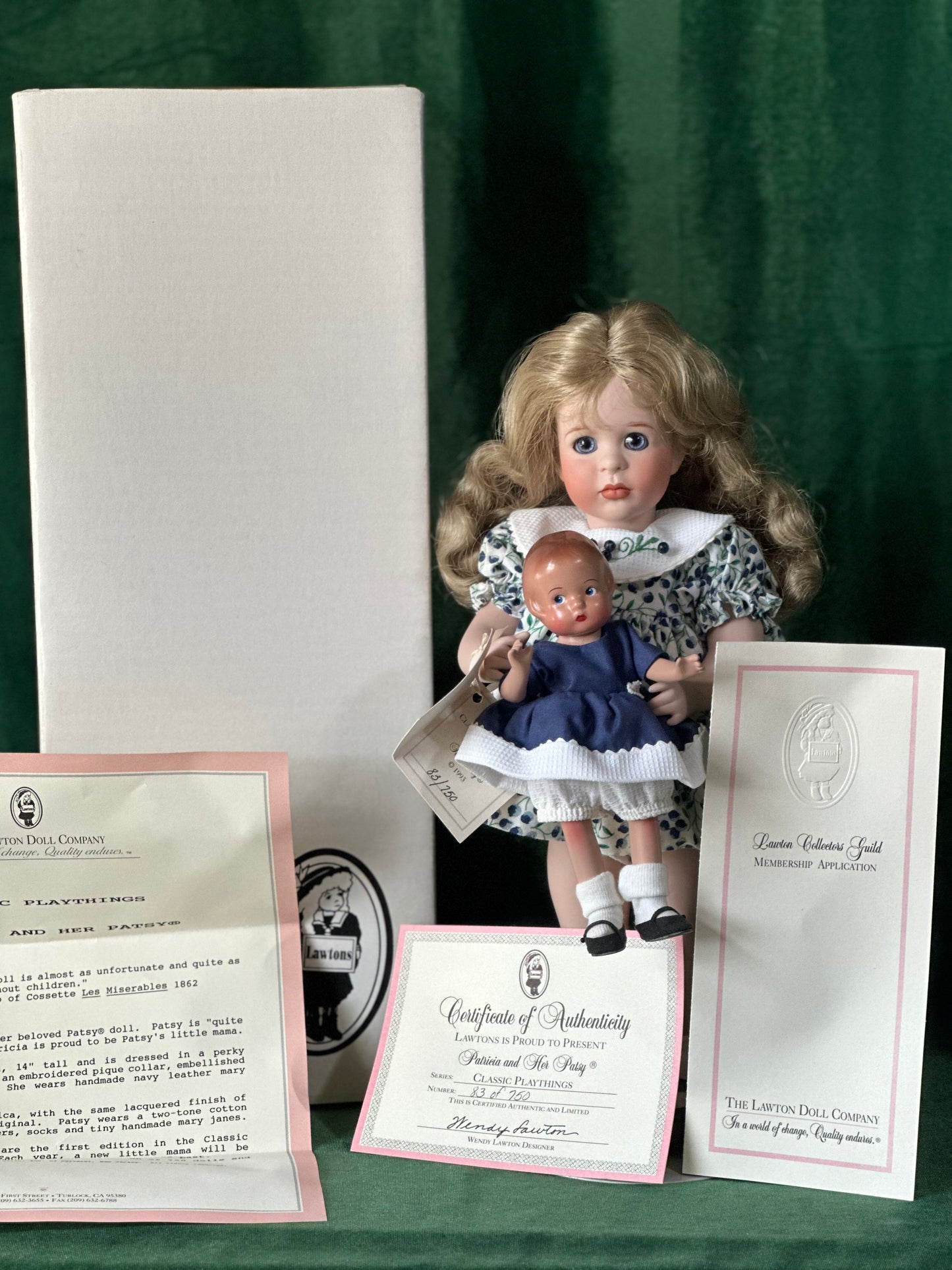 Wendy Lawton “Patricia And Her Patsy” 13” Porcelain Doll Box/Tag/COA