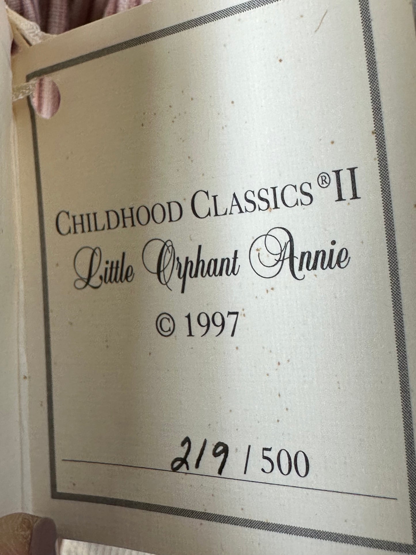 Wendy Lawton “Little Orphant Annie” 13” Porcelain Doll Box/Tag/COA LE 219/500
