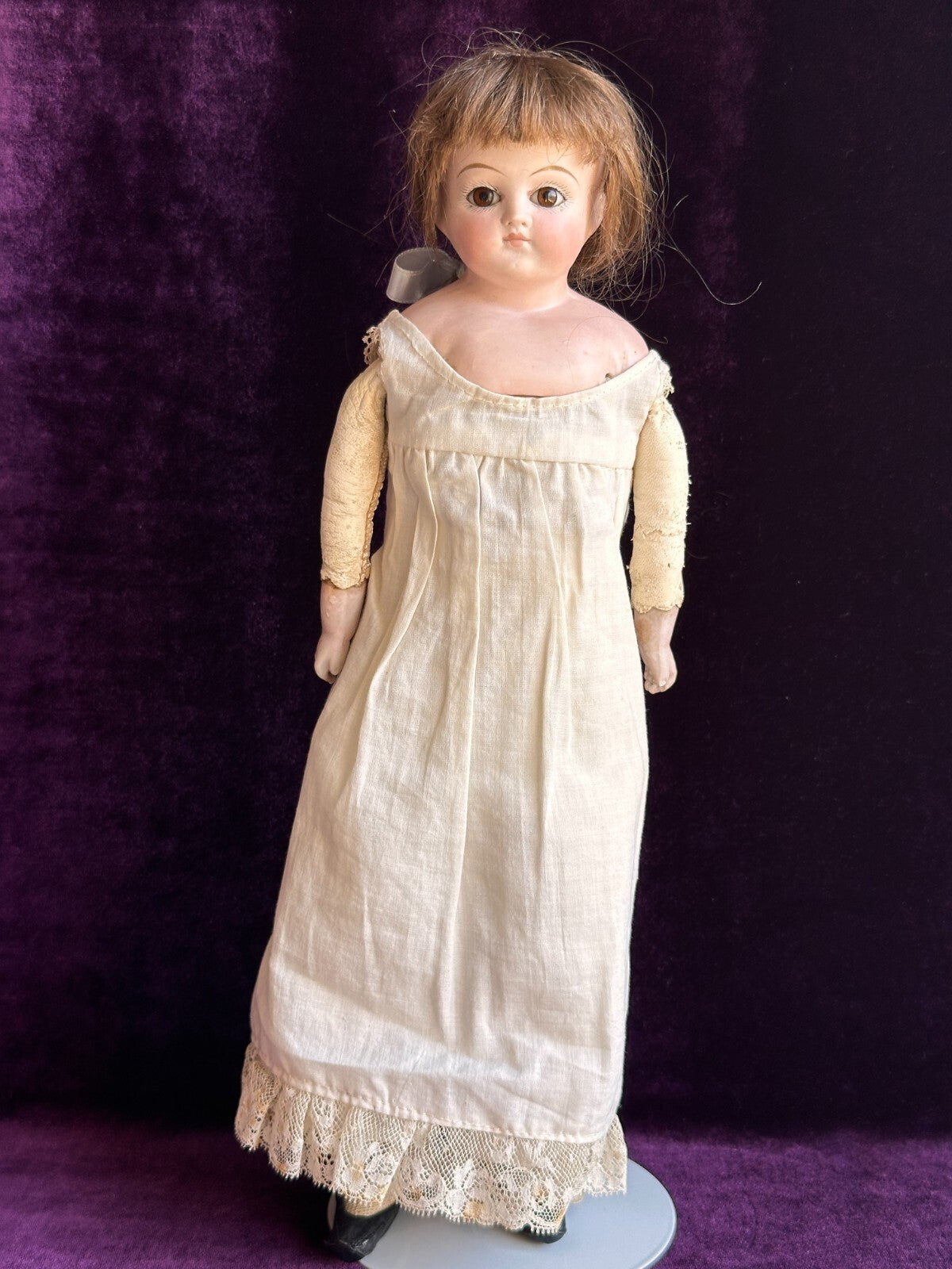 Antique German 14.5" Unmarked Kling/ABG Solid Bisque Shoulder Head Fashion Doll