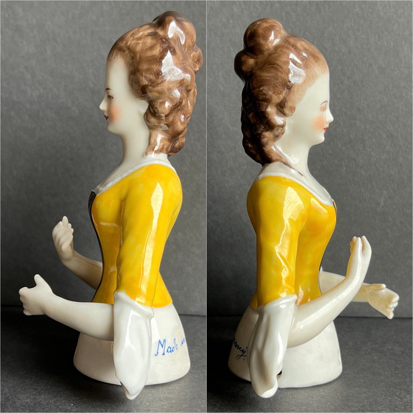 Antique German 5" Porcelain Marked Volkstedt Rudolstadt Half Doll Figurine