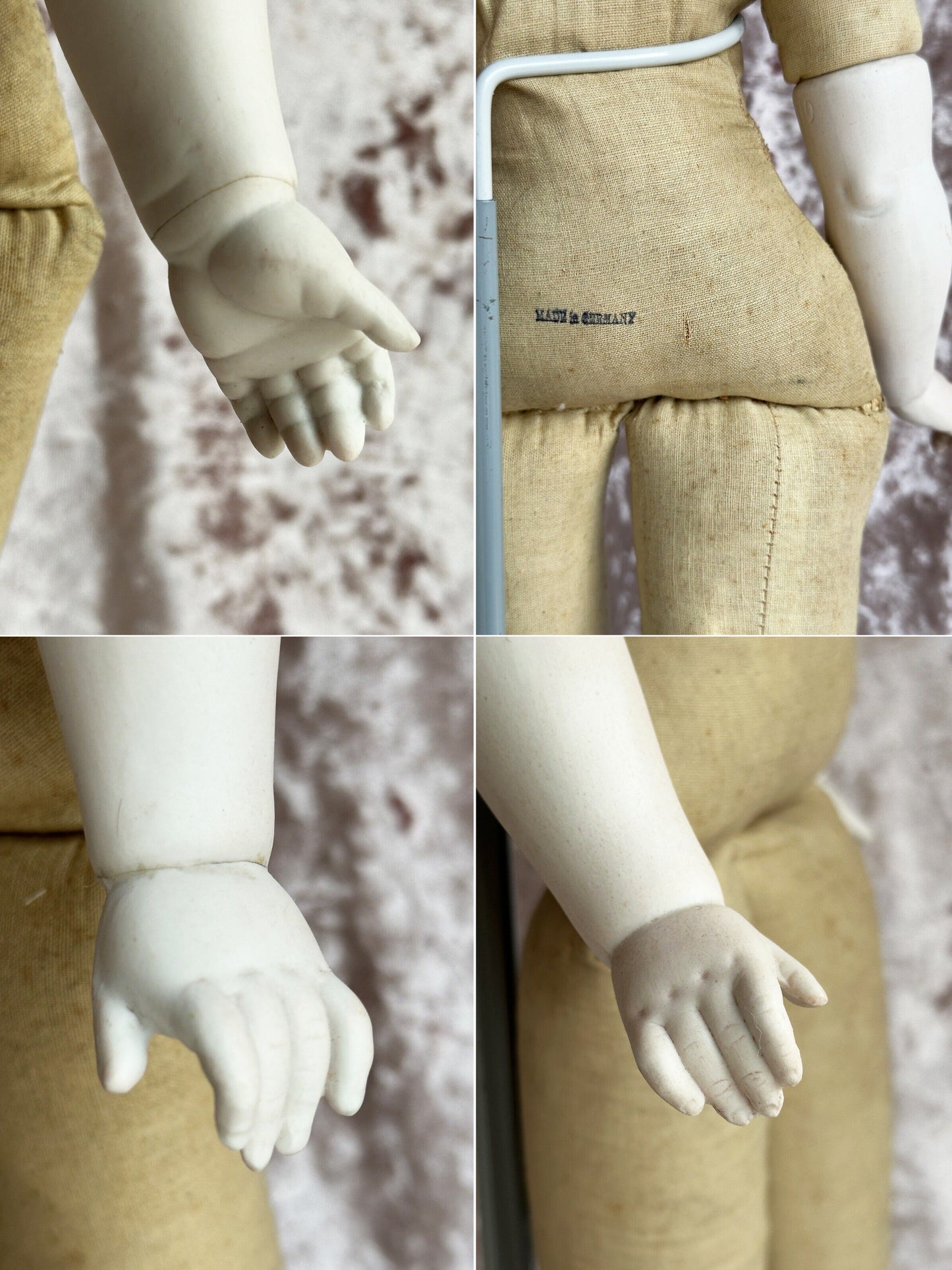 Antique German Large 22” Alice in Wonderland Parian Bisque Head China Doll