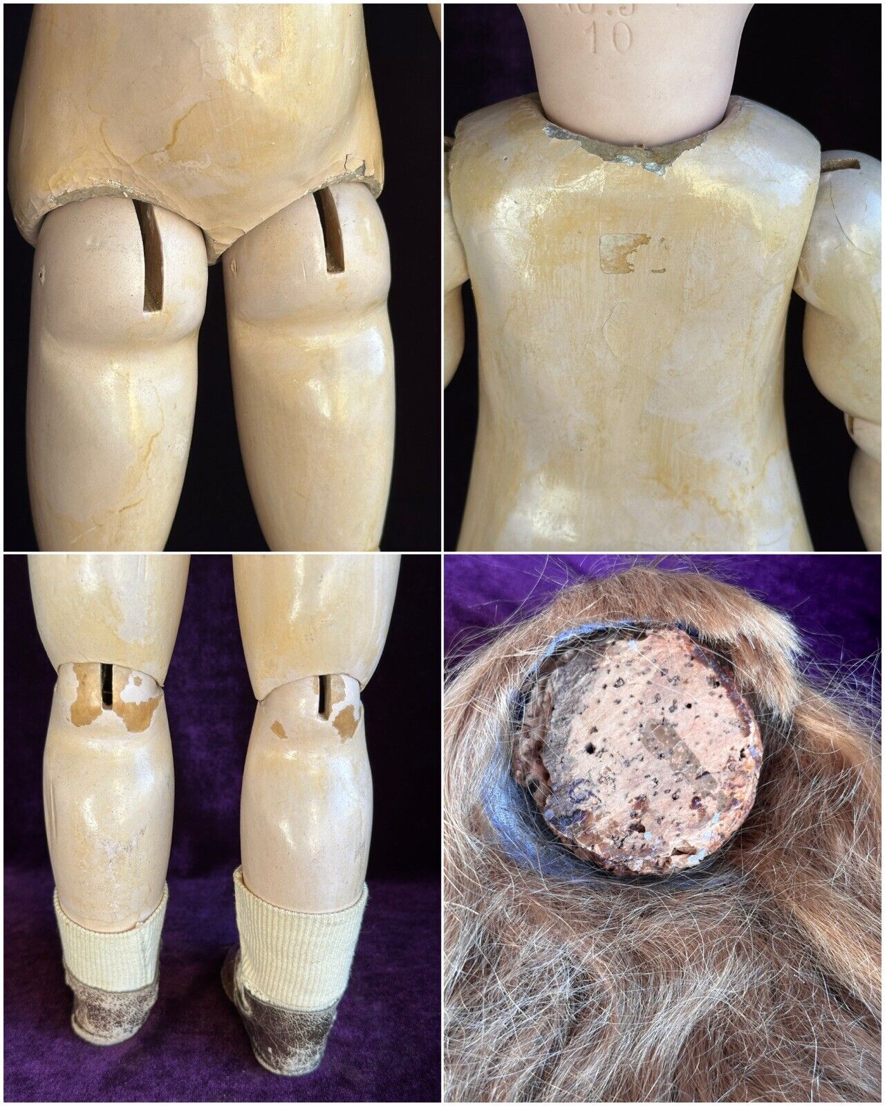 Antique French 22” Bru Jne R 10 Bebe Bisque Head Composition Body Doll