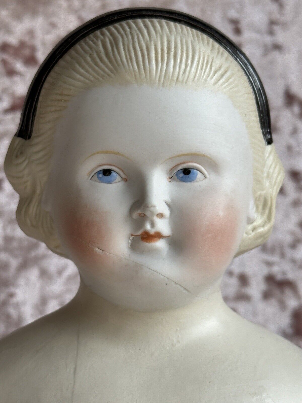 Antique German Large 22” Alice in Wonderland Parian Bisque Head China Doll