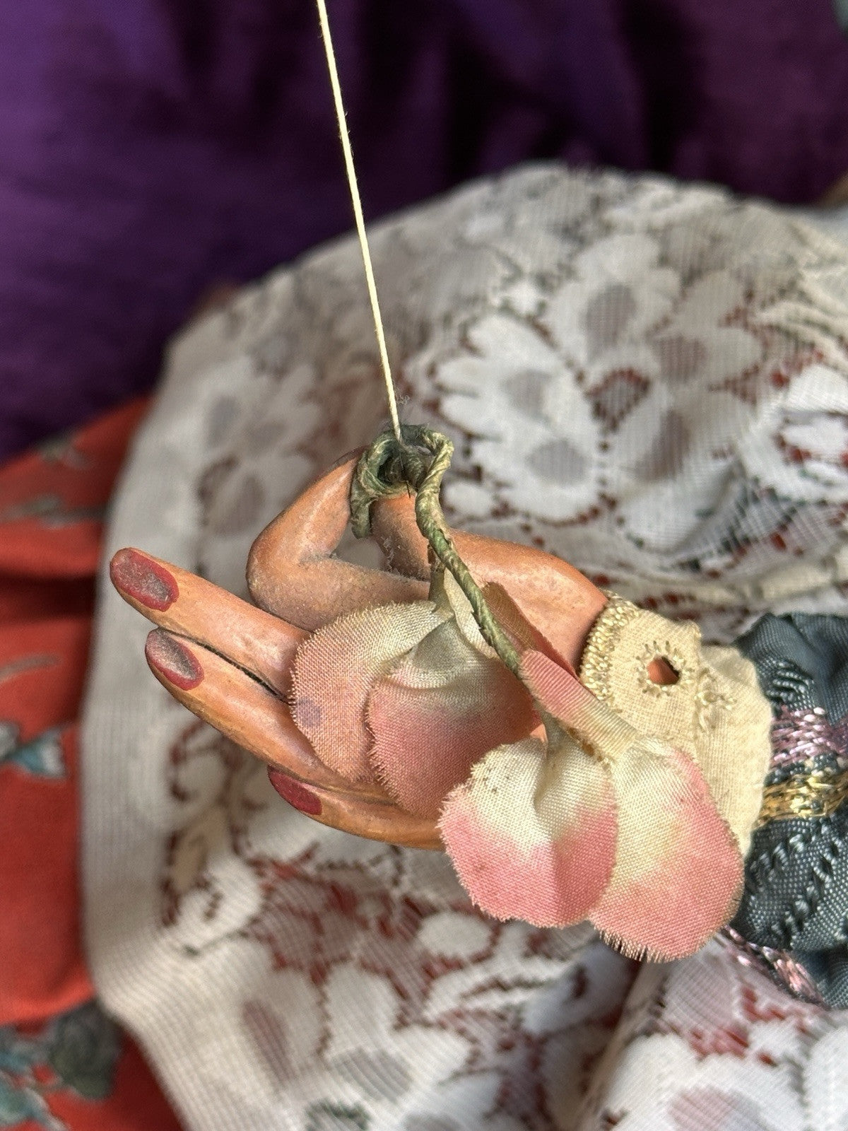 Vintage Handmade 24” Papier Mache Cloth Marionette Puppet Doll