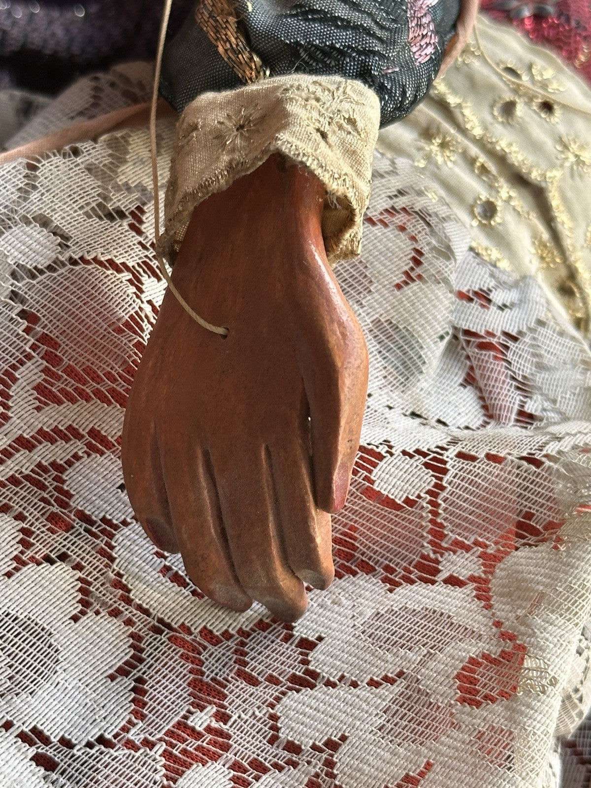 Vintage Handmade 24” Papier Mache Cloth Marionette Puppet Doll