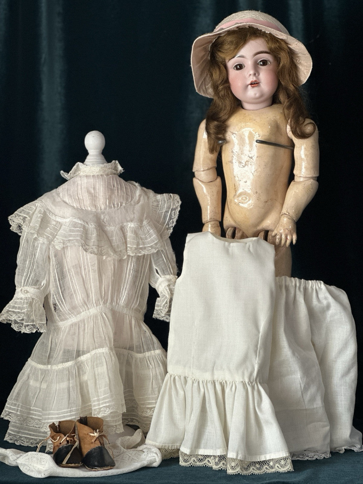 Antique German 19” Kestner 161 Child Doll Bisque Head Composition Body