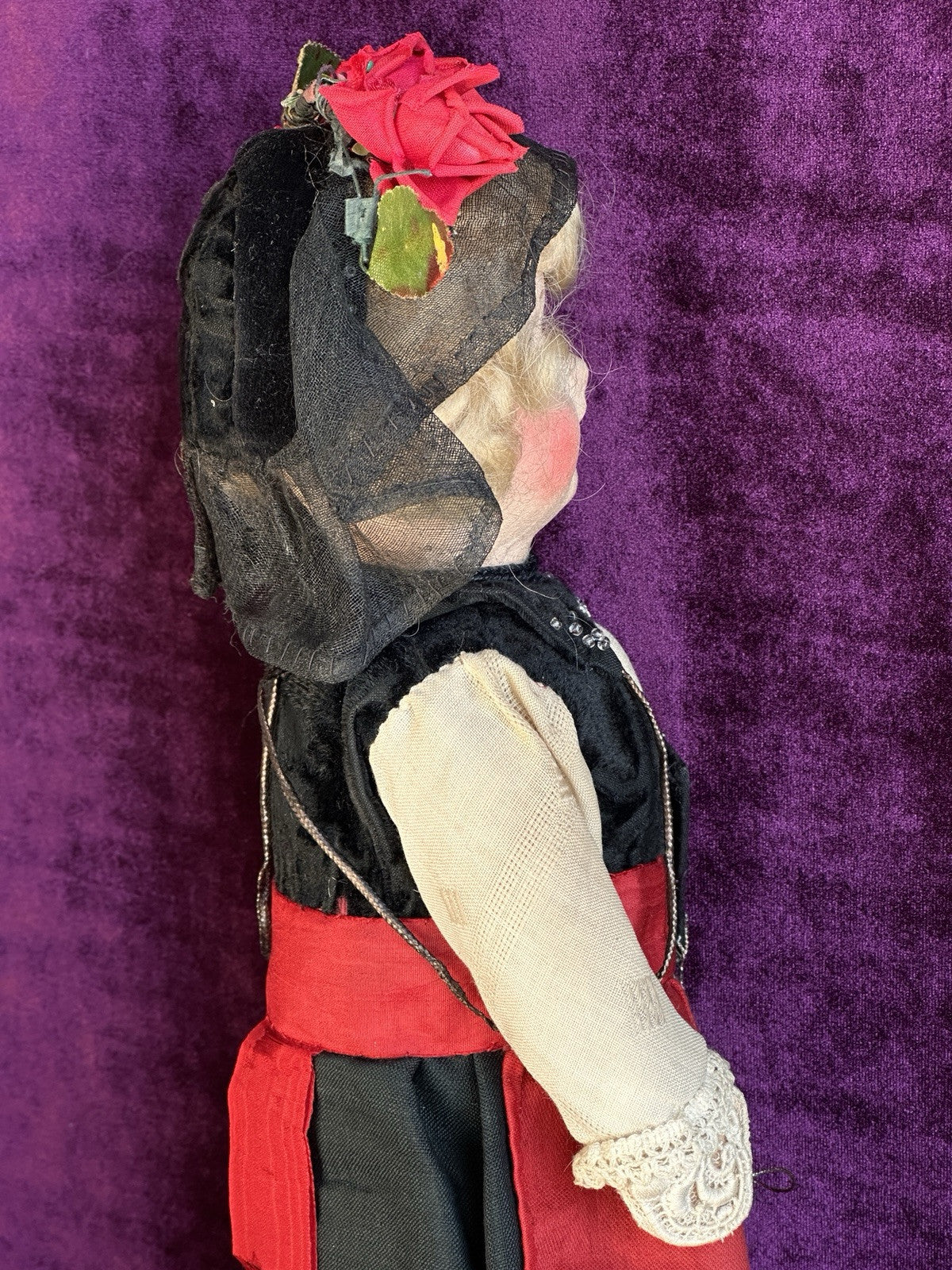 Antique German 13.5” Cloth Painted Bing (?) Doll