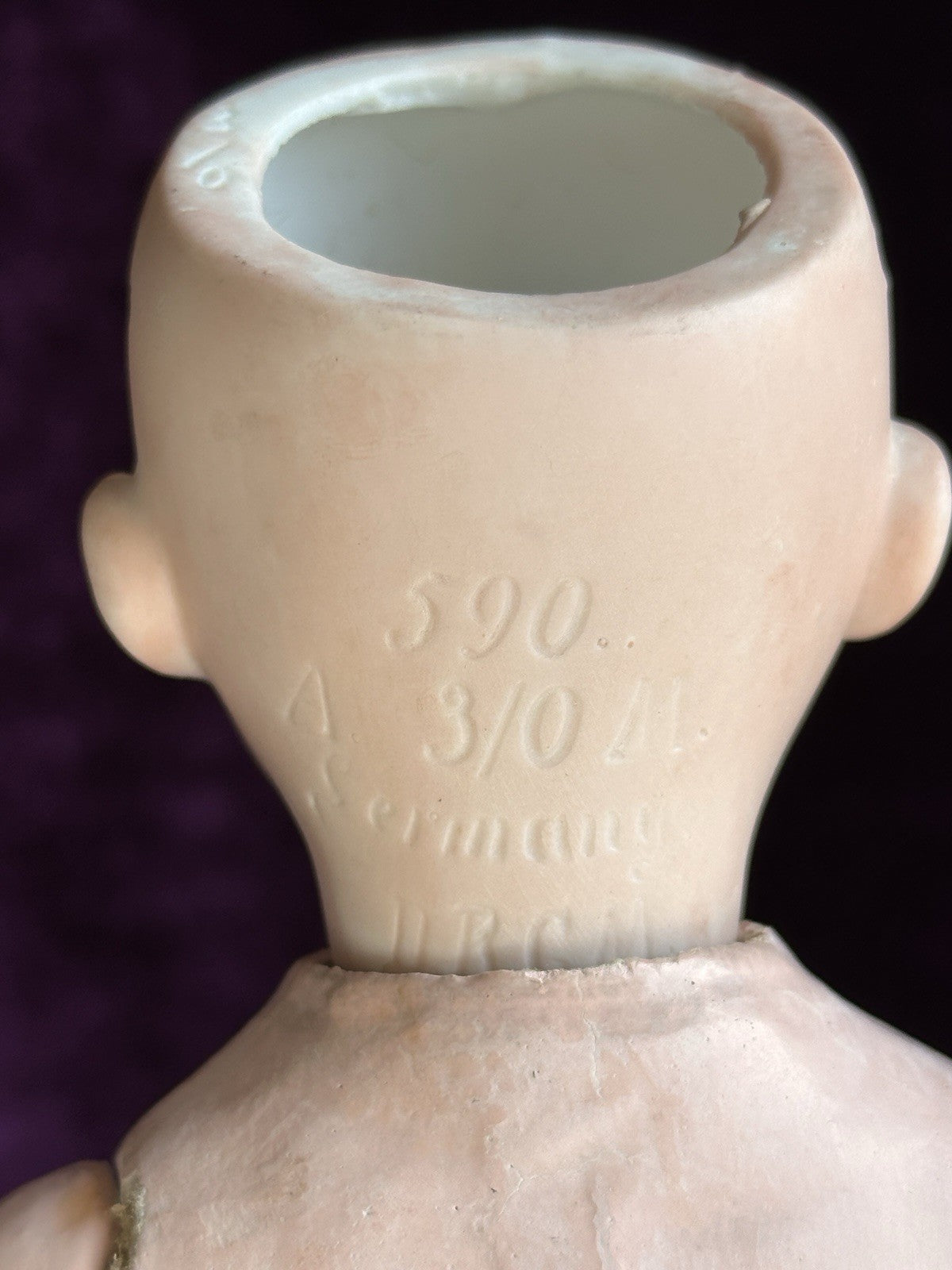 Antique German 9.5” Armand Marseille 590 Bisque Head Toddler Character Doll