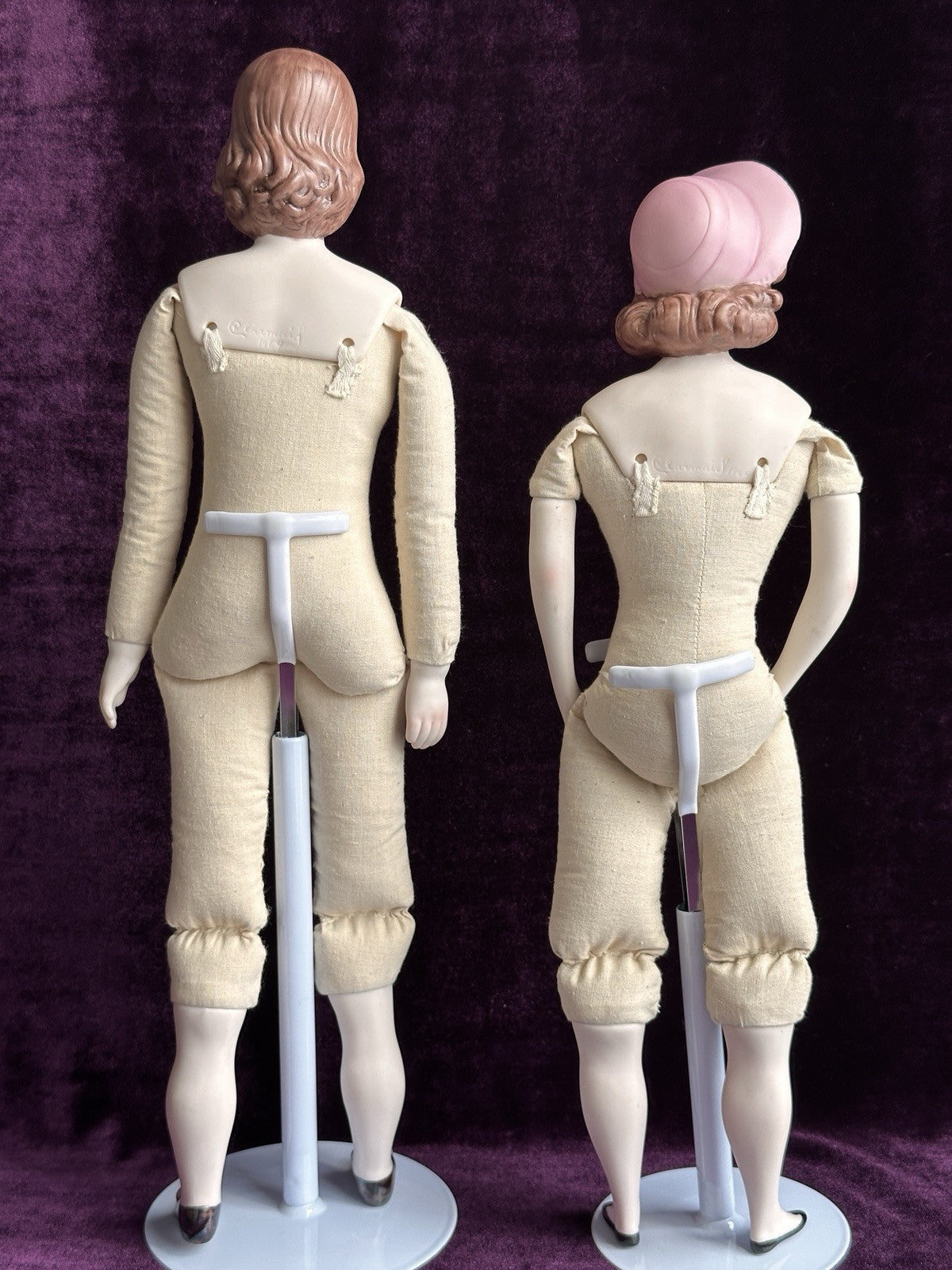 Vintage Porcelain Artist Pinkie and Blue Boy Dolls by Artist Clara Wade