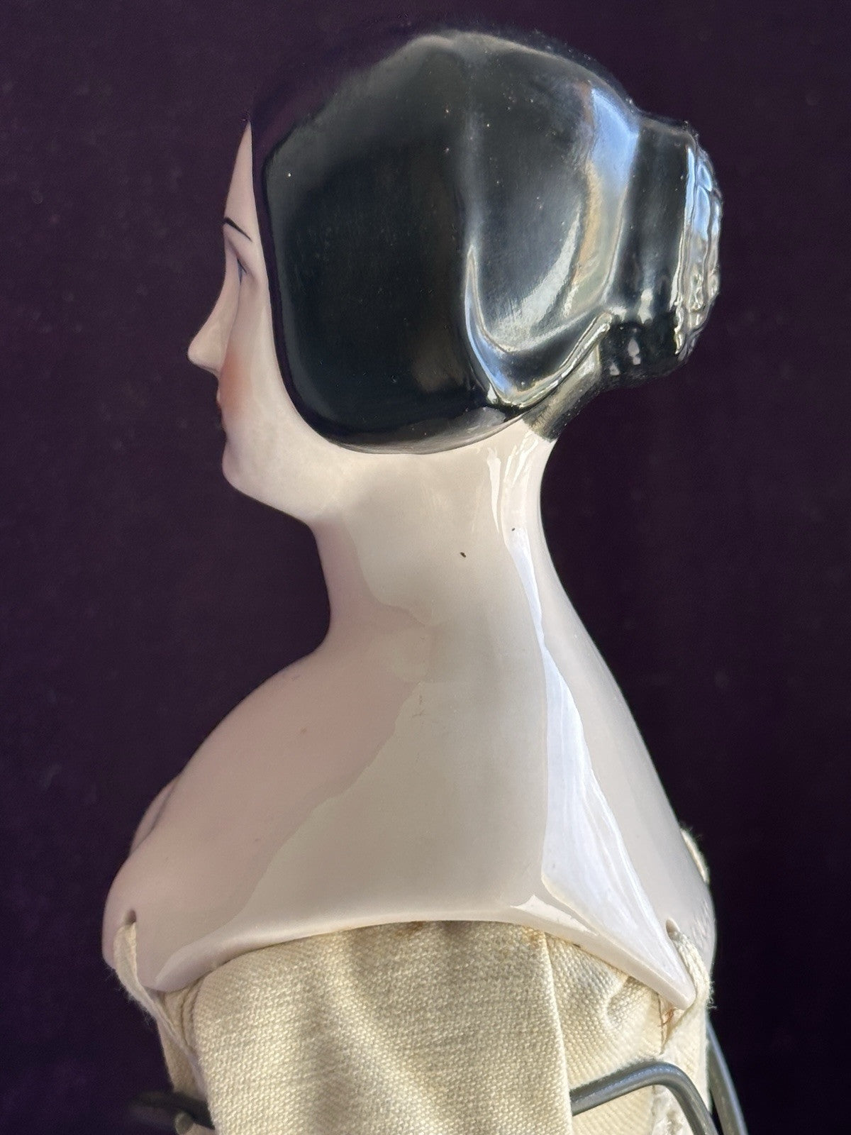 Rare Vintage 19.5” Emma Clear Fanny Elssler China Head Doll with Molded Bun