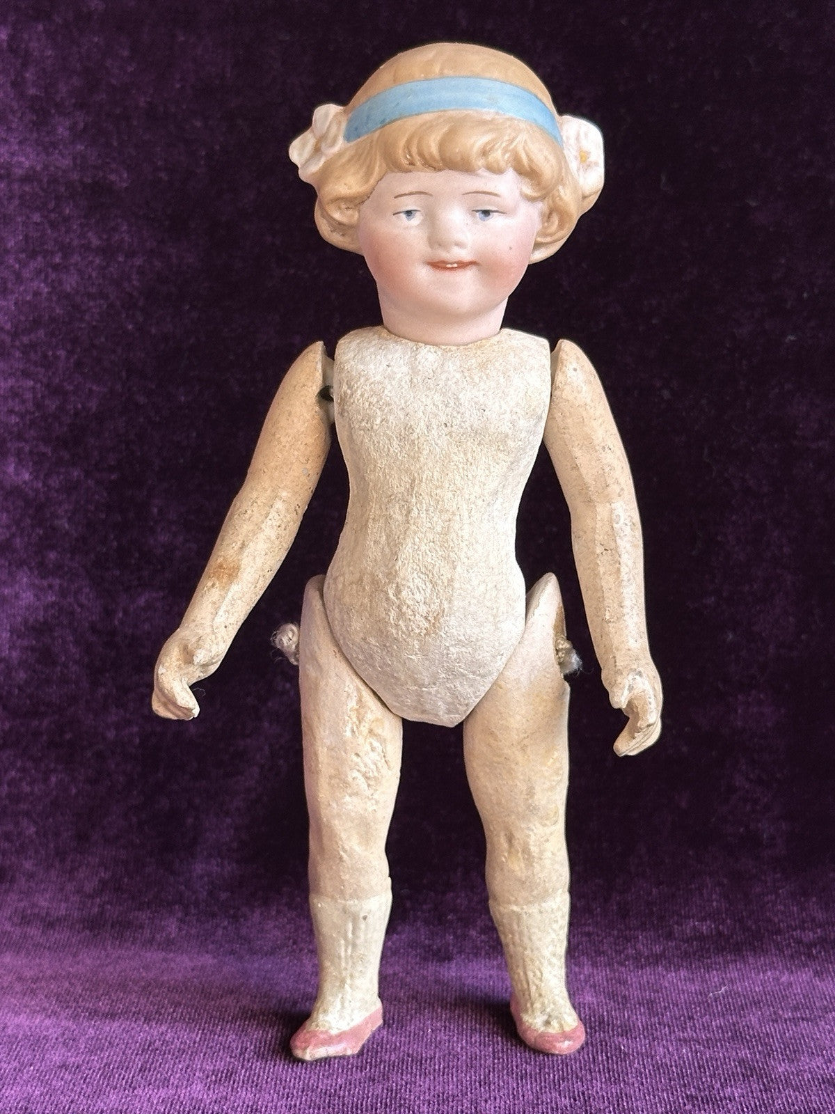 Rare Antique German 6” William Goebel Miniature Bisque Head Character Girl Doll