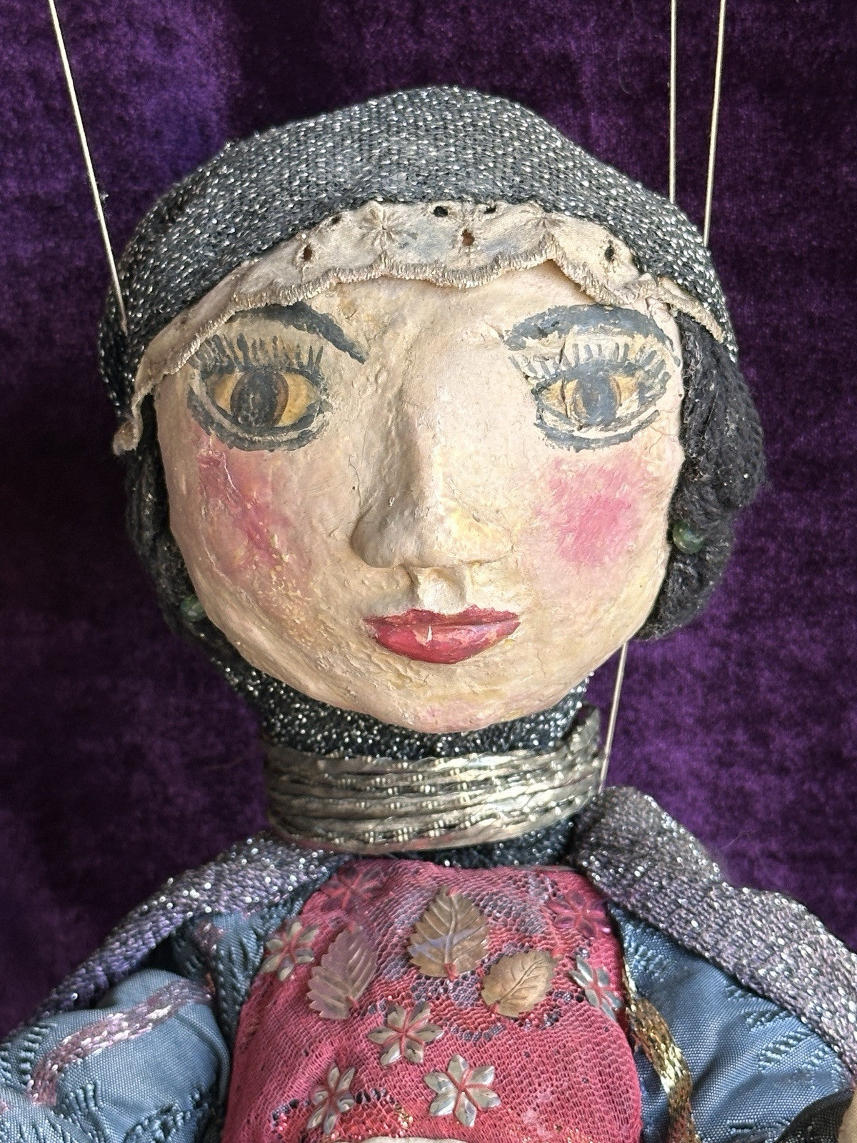 Vintage Handmade 24” Papier Mache Cloth Marionette Puppet Doll
