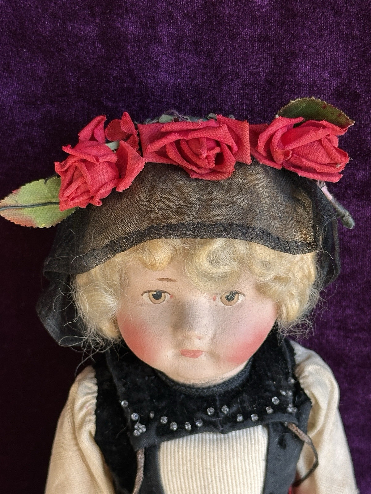 Antique German 13.5” Cloth Painted Bing (?) Doll