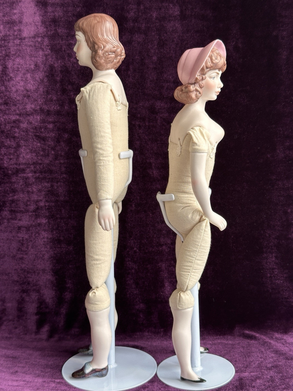 Vintage Porcelain Artist Pinkie and Blue Boy Dolls by Artist Clara Wade