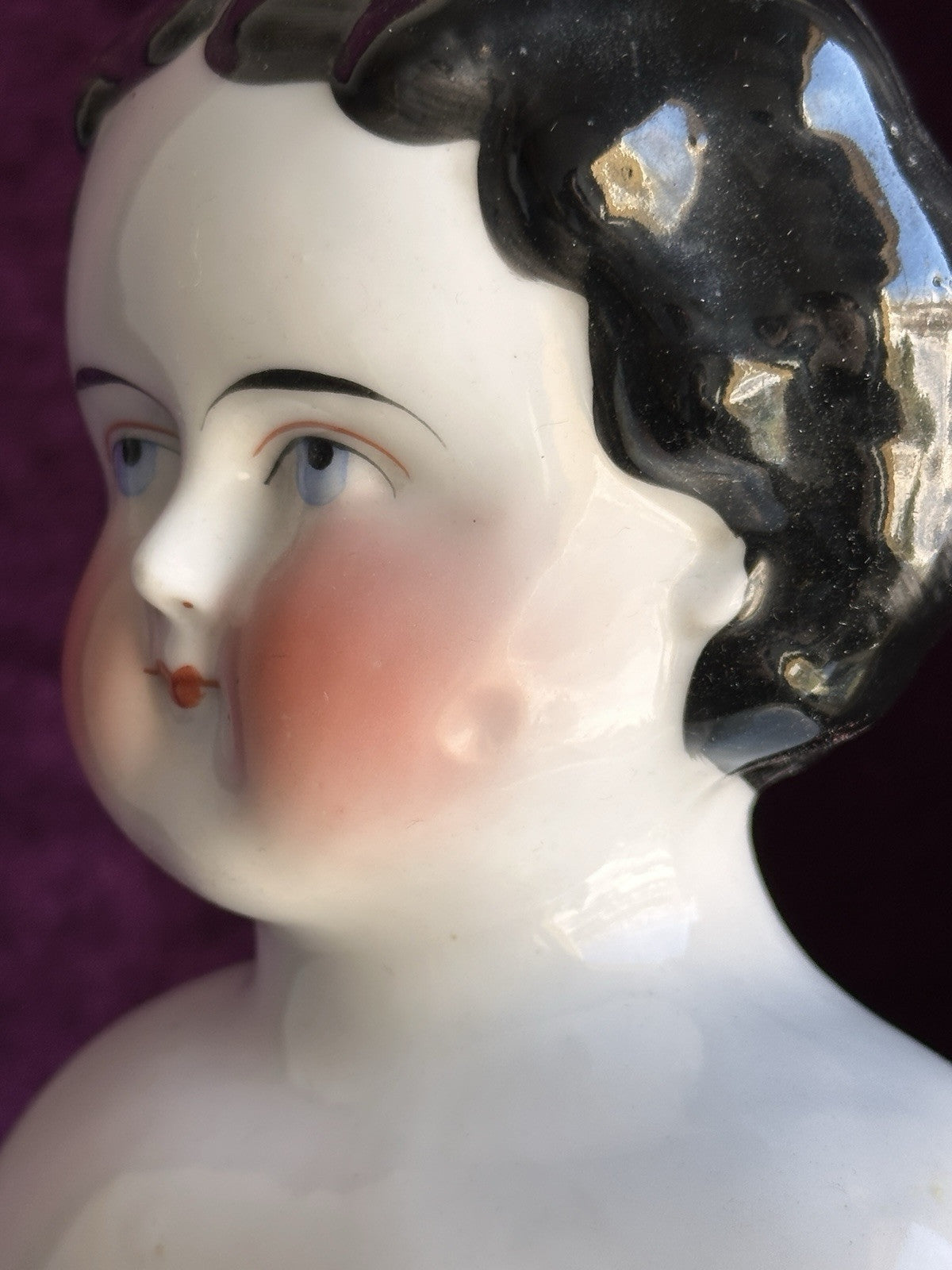 Antique German 20” Flat Top Brunette China Doll Emma Clear Body