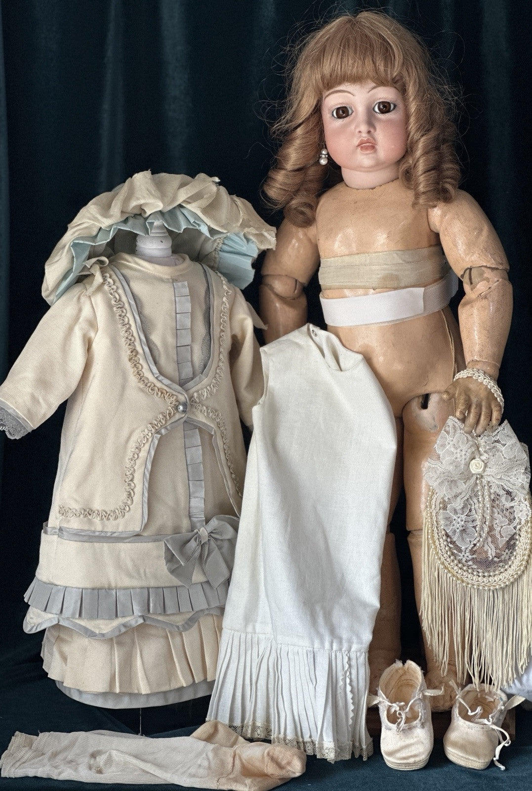 Antique Doll Original French JUMEAU Composition Body Repro Head Of Bru Jne