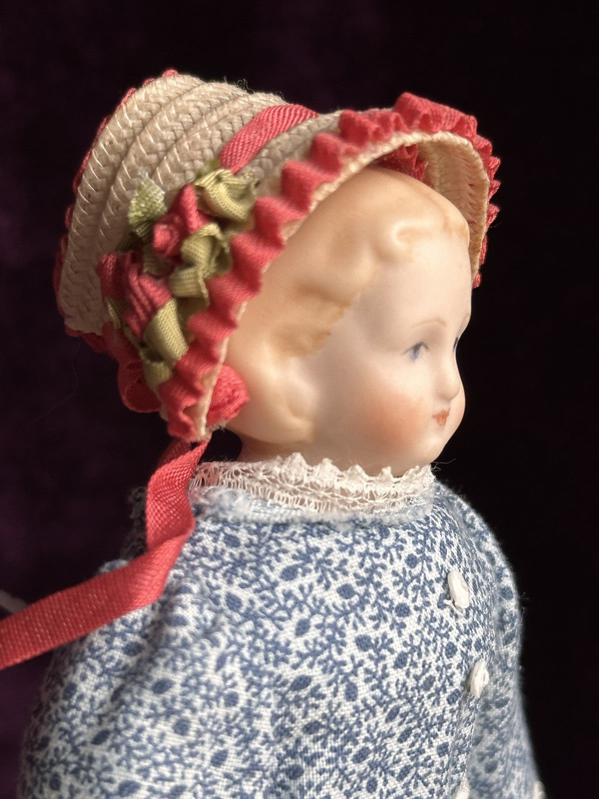 Lot of 2 Vintage Reproduction Miniature Parian Dolls with in Case with Wardrobe