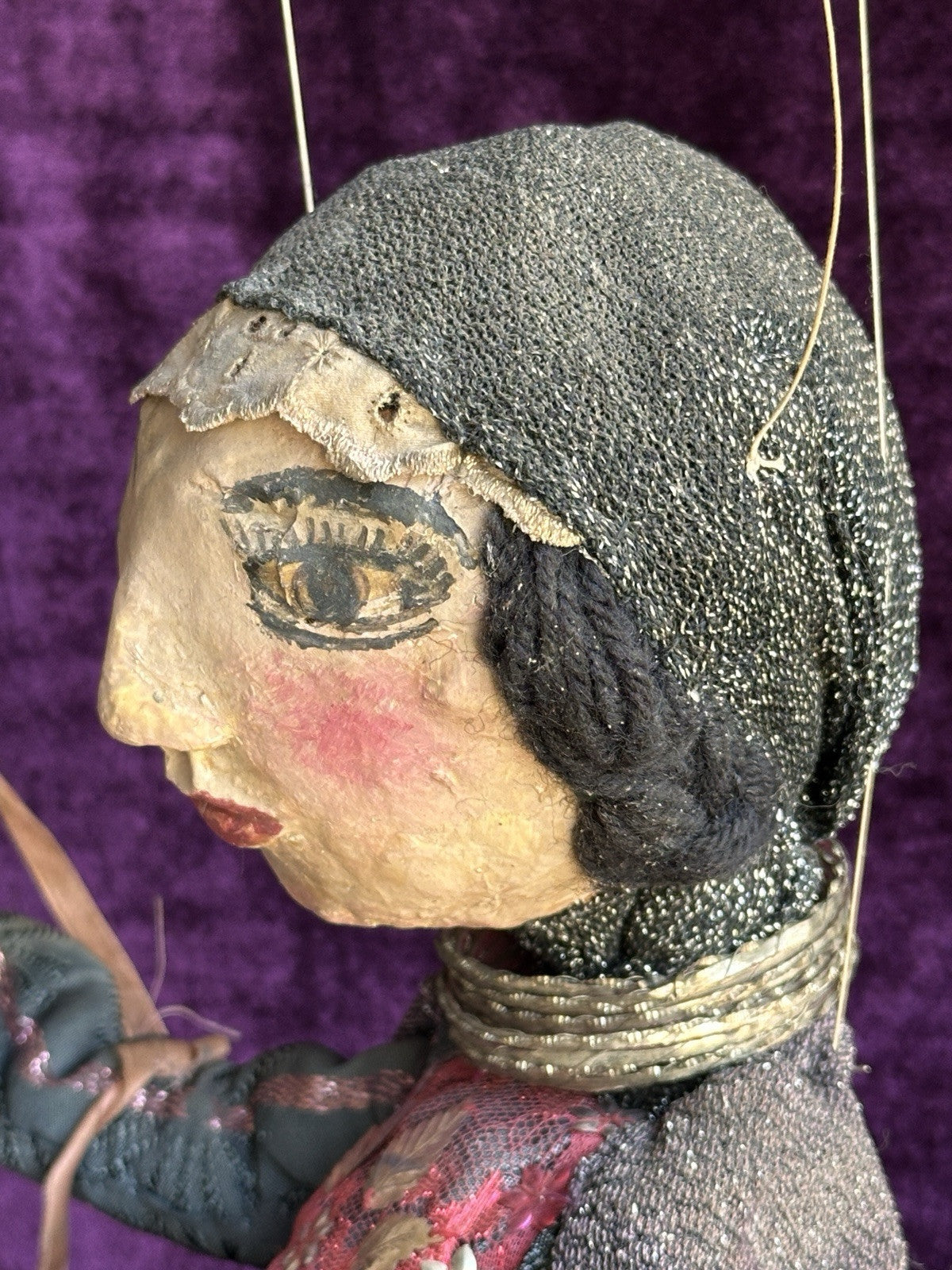 Vintage Handmade 24” Papier Mache Cloth Marionette Puppet Doll