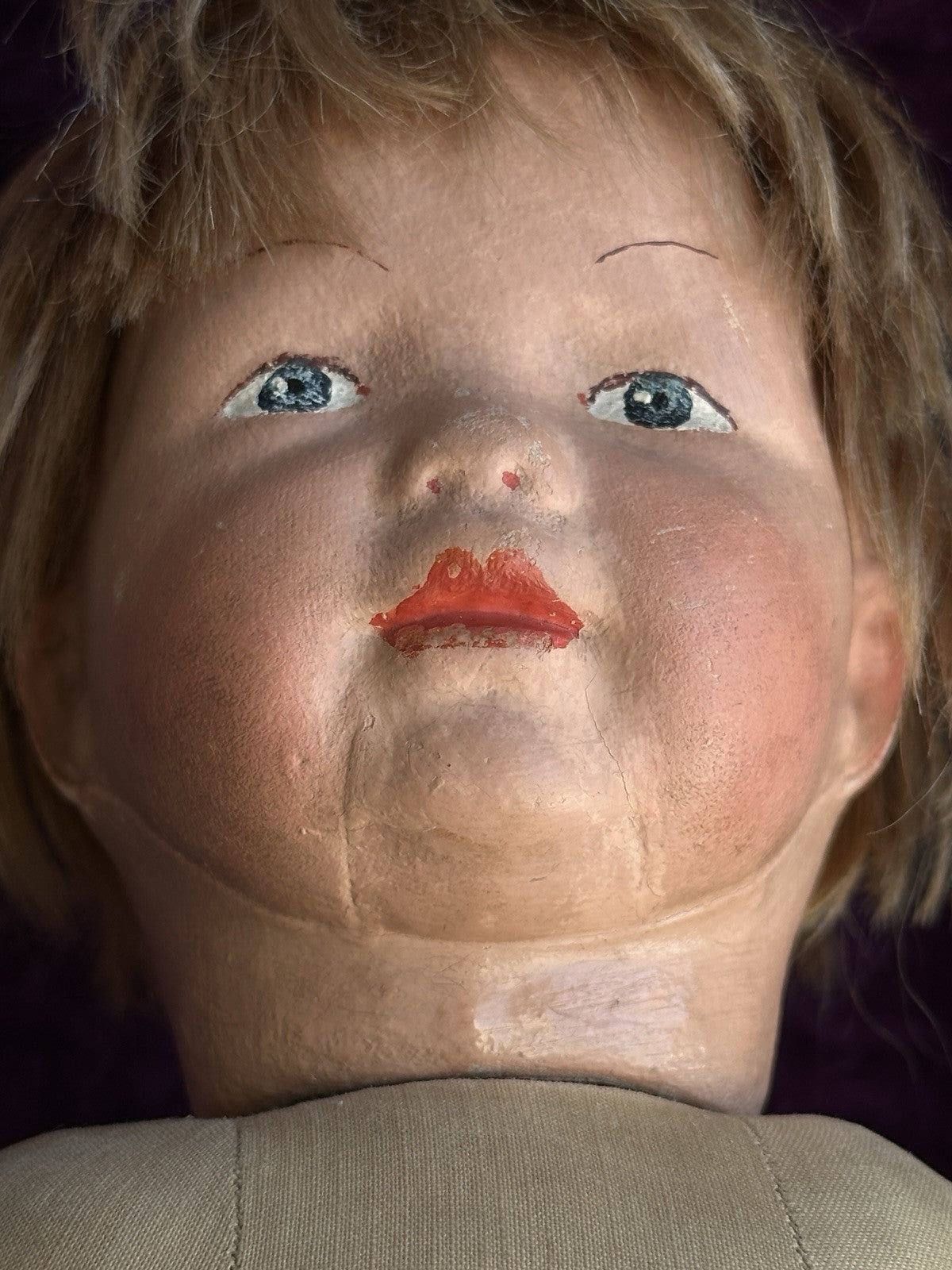 Antique American 19” Kamkins Cloth Oil Painted Doll